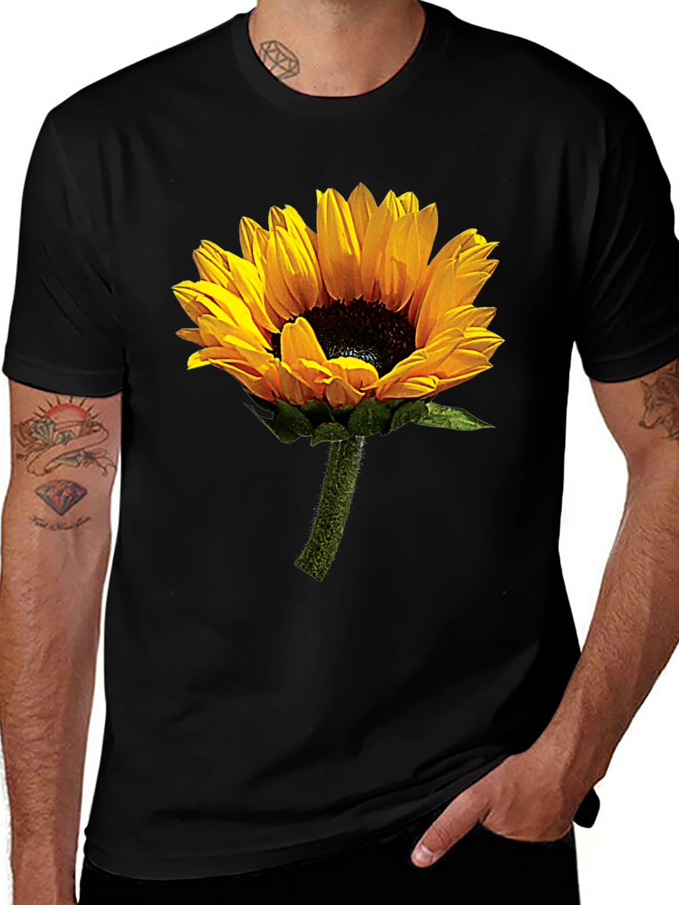 Variant 17 of Sunflower Graphic Tee - Black Cotton T-Shirt