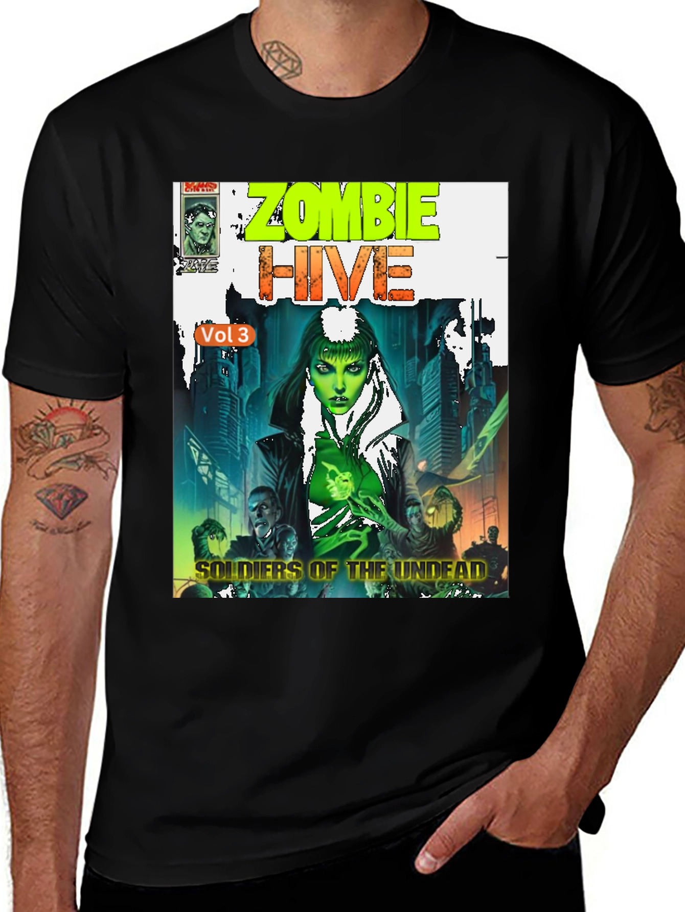 Variant 15 of Zombie Hive T-Shirt - Soldiers of the Undead Comic Book Style