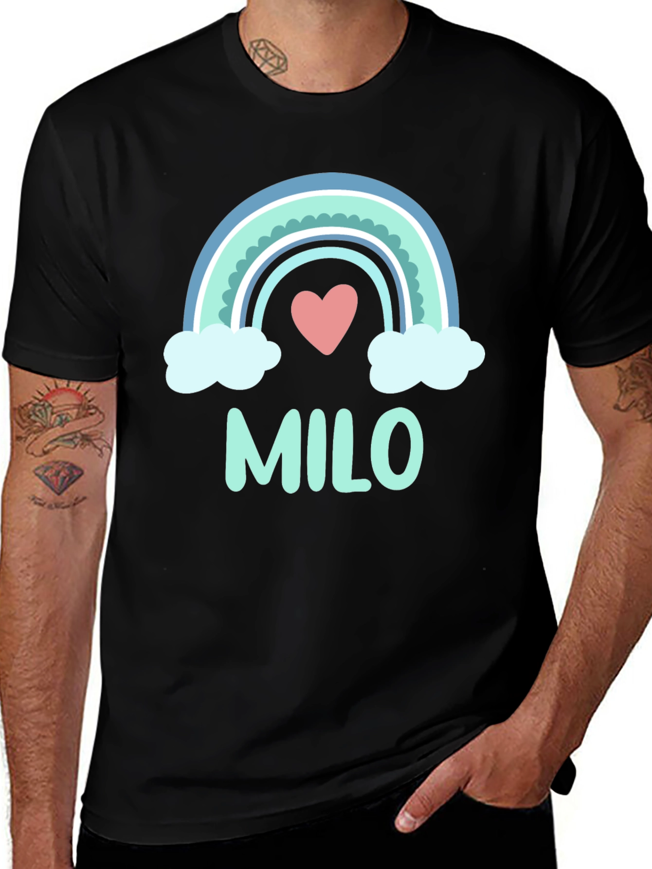Variant 12 of Milo Rainbow Heart Tee - Cute Kids Personalized T-Shirt
