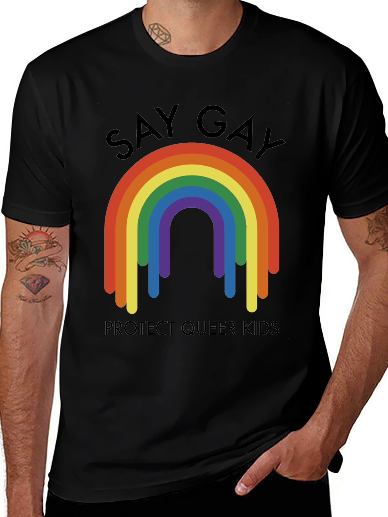 Say Gay Protect Queer Kids Rainbow T-Shirt