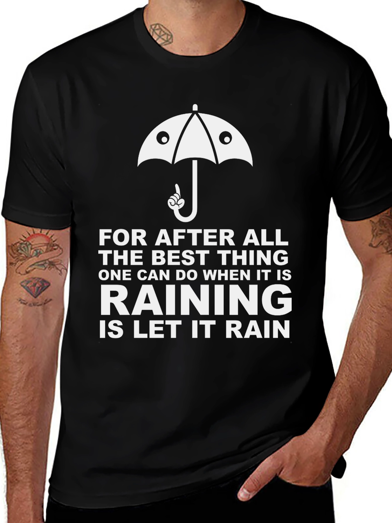 Variant 27 of Funny Rainy Day T-Shirt - "Let It Rain" Umbrella Graphic Tee