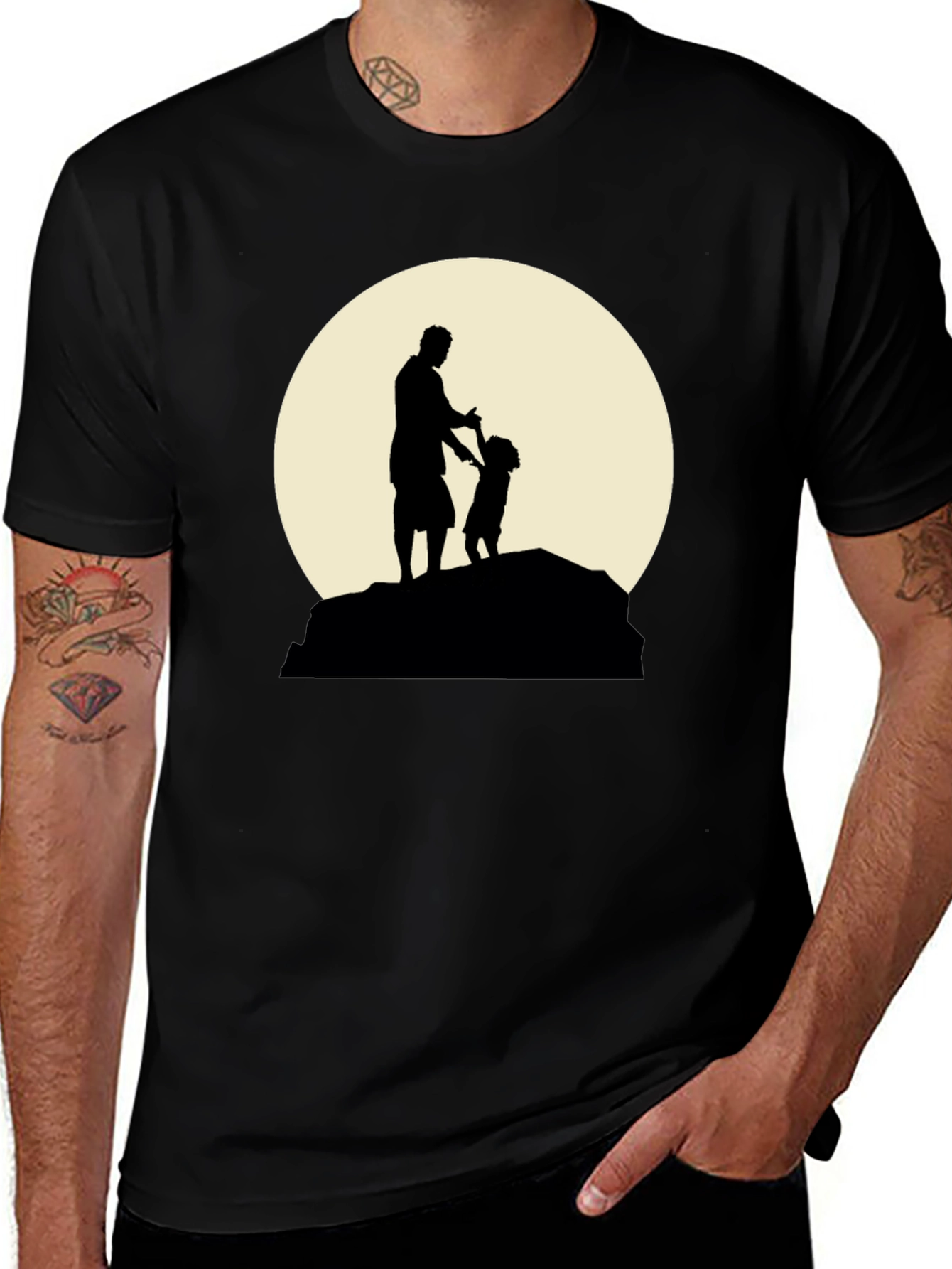 Variant 14 of Father & Child Silhouette Black Graphic Tee