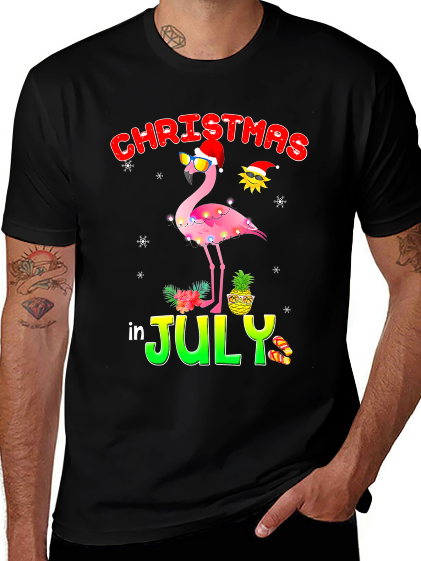Christmas in July Flamingo T-Shirt