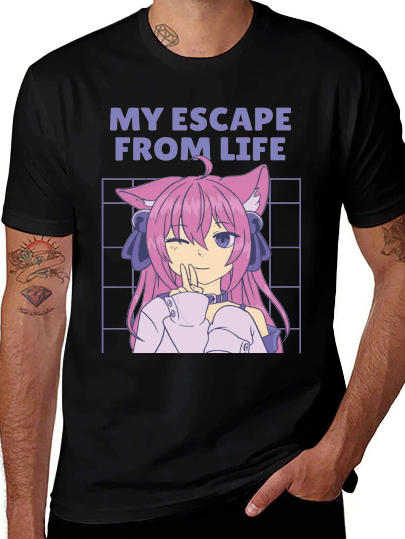 My Escape From Life Anime Cat Girl T-Shirt