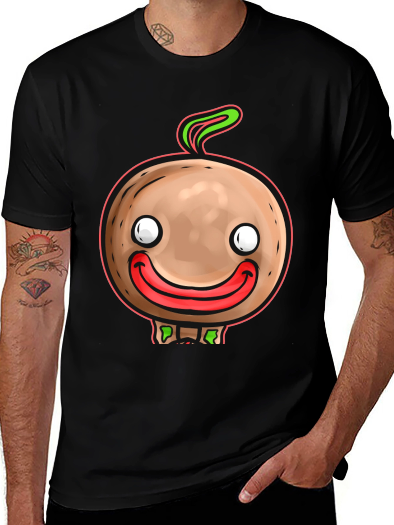 Variant 29 of Funny Cartoon Character Graphic Black T-Shirt