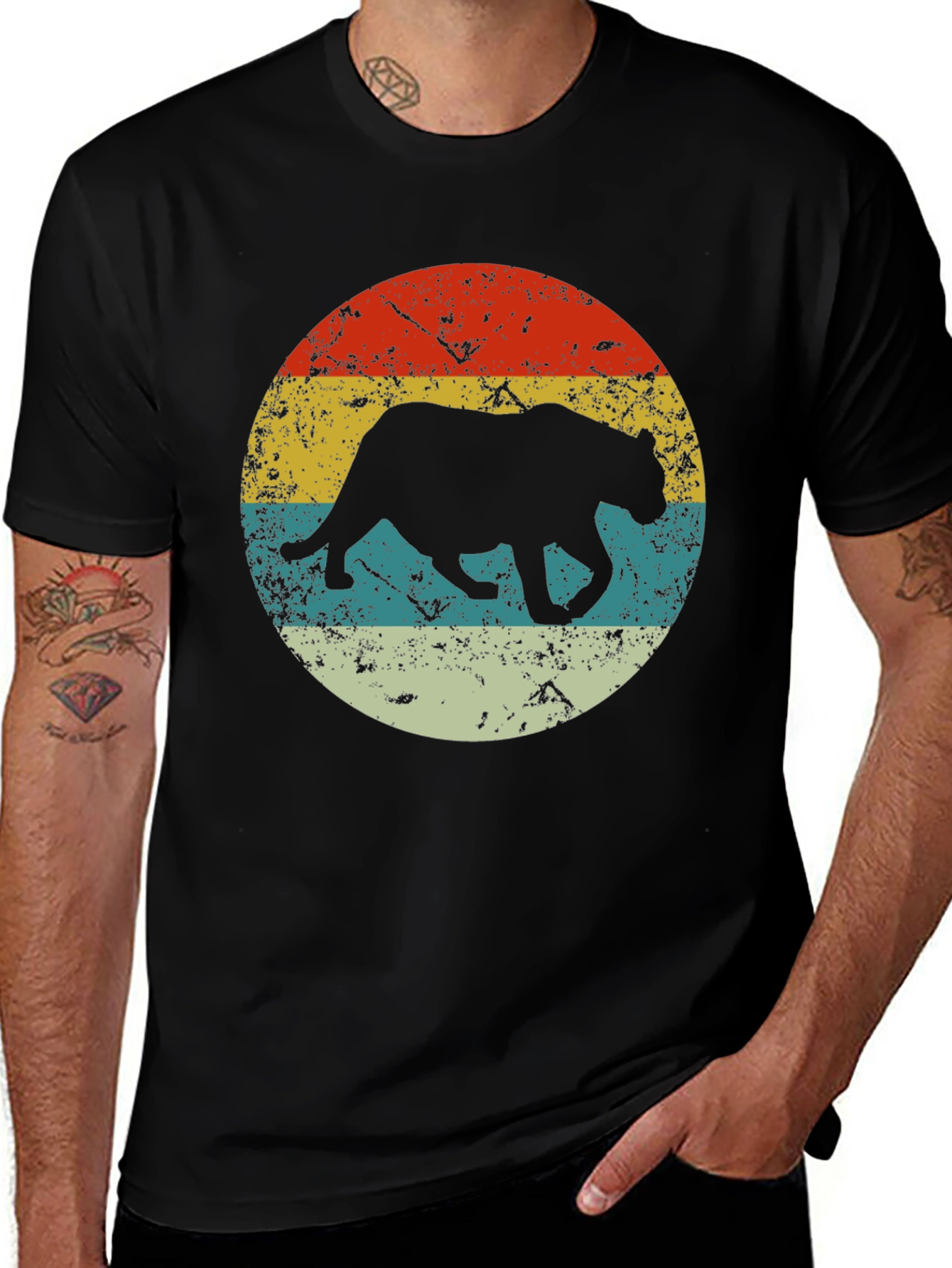Variant 15 of Retro Panther Graphic Black T-Shirt