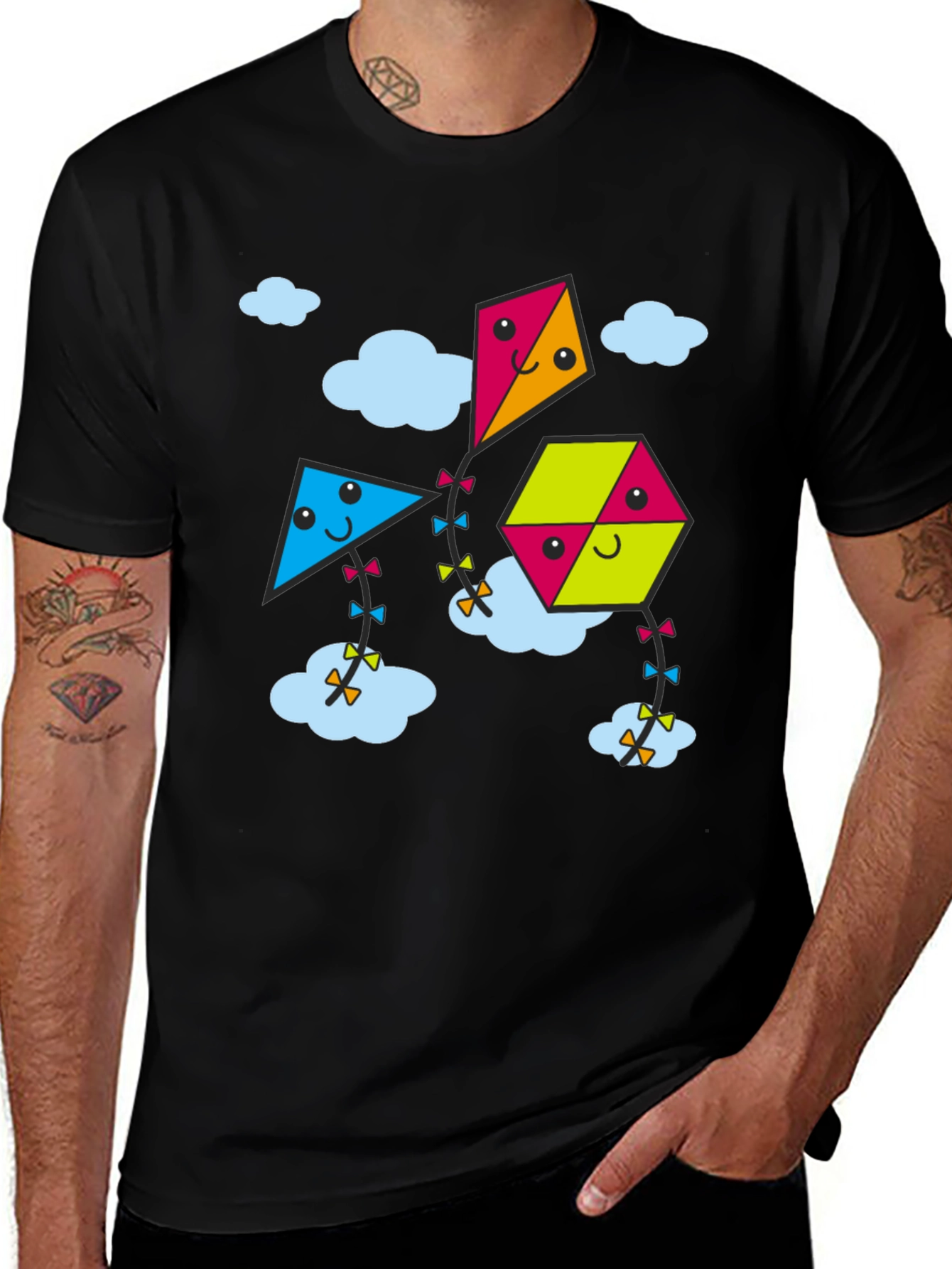 Variant 22 of Kite Cartoon Graphic Black Tee Shirt