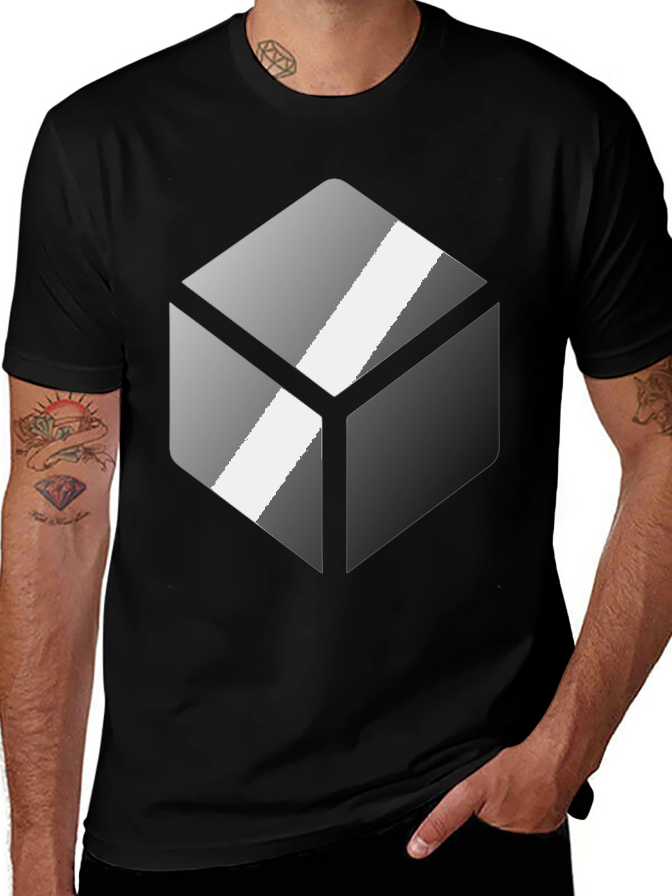 Variant 22 of Geometric Cube Graphic Tee - Modern Design