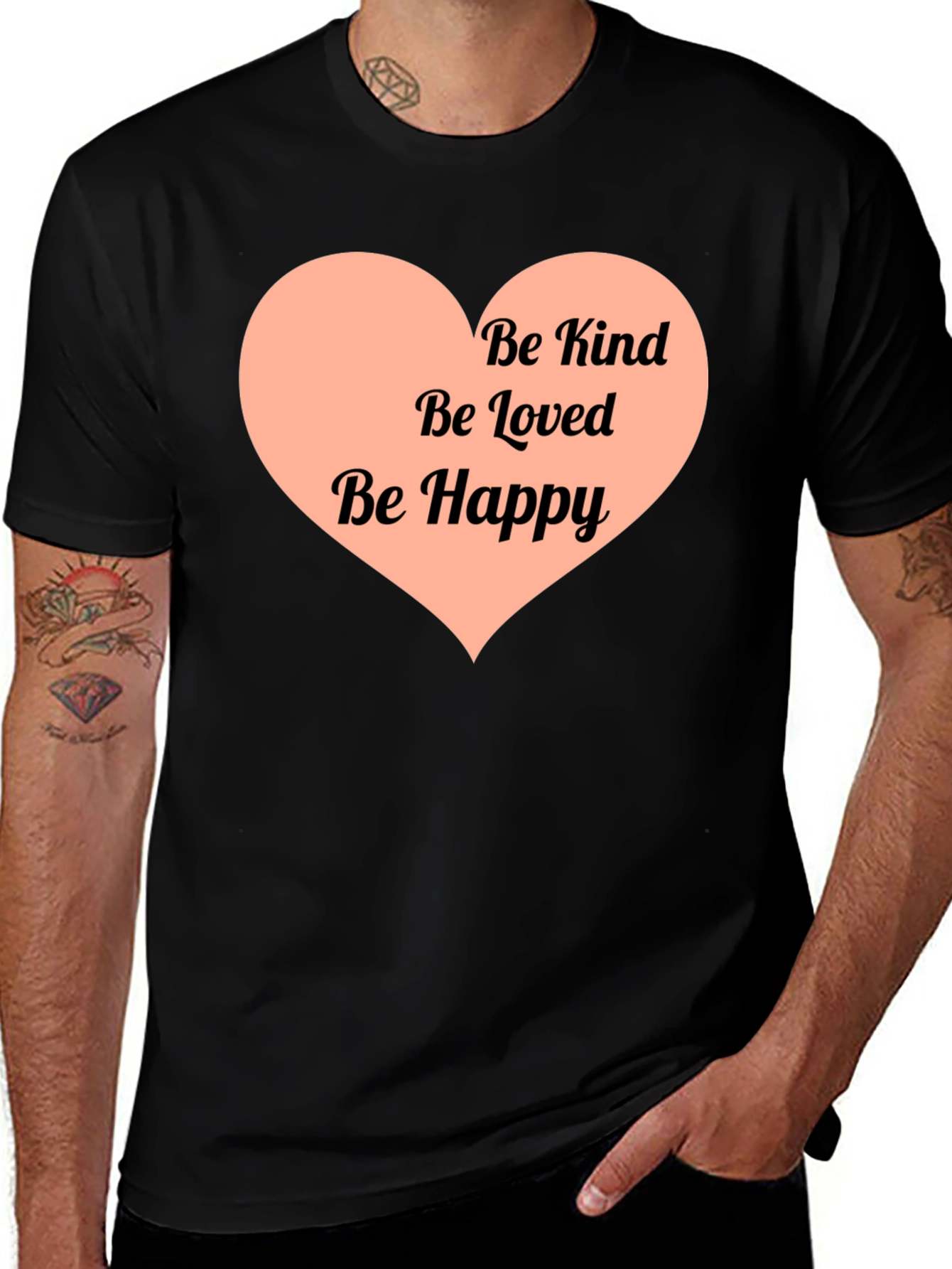 Variant 23 of Be Kind, Be Loved, Be Happy Heart Graphic Tee
