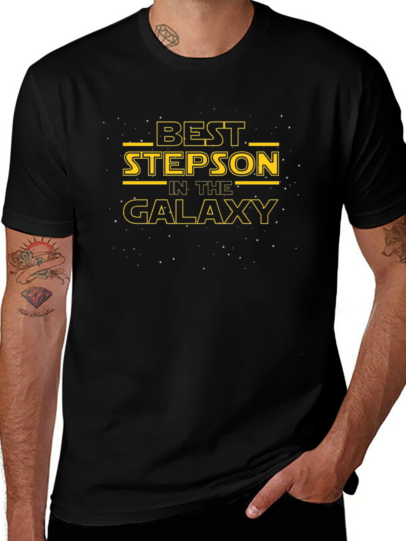 Variant 17 of Best Stepson in the Galaxy Black T-Shirt