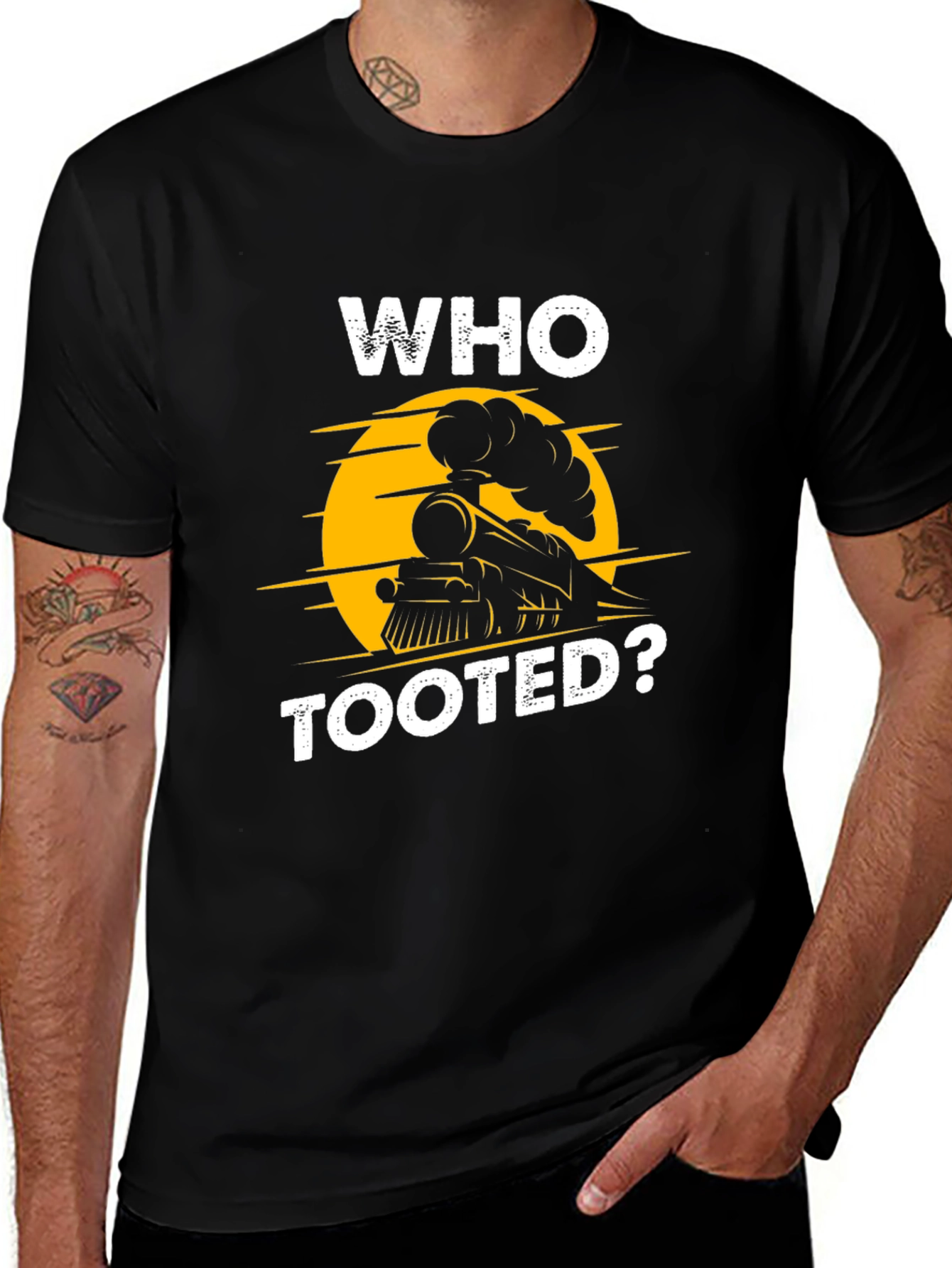 Variant 28 of Who Tooted? Train Graphic T-Shirt
