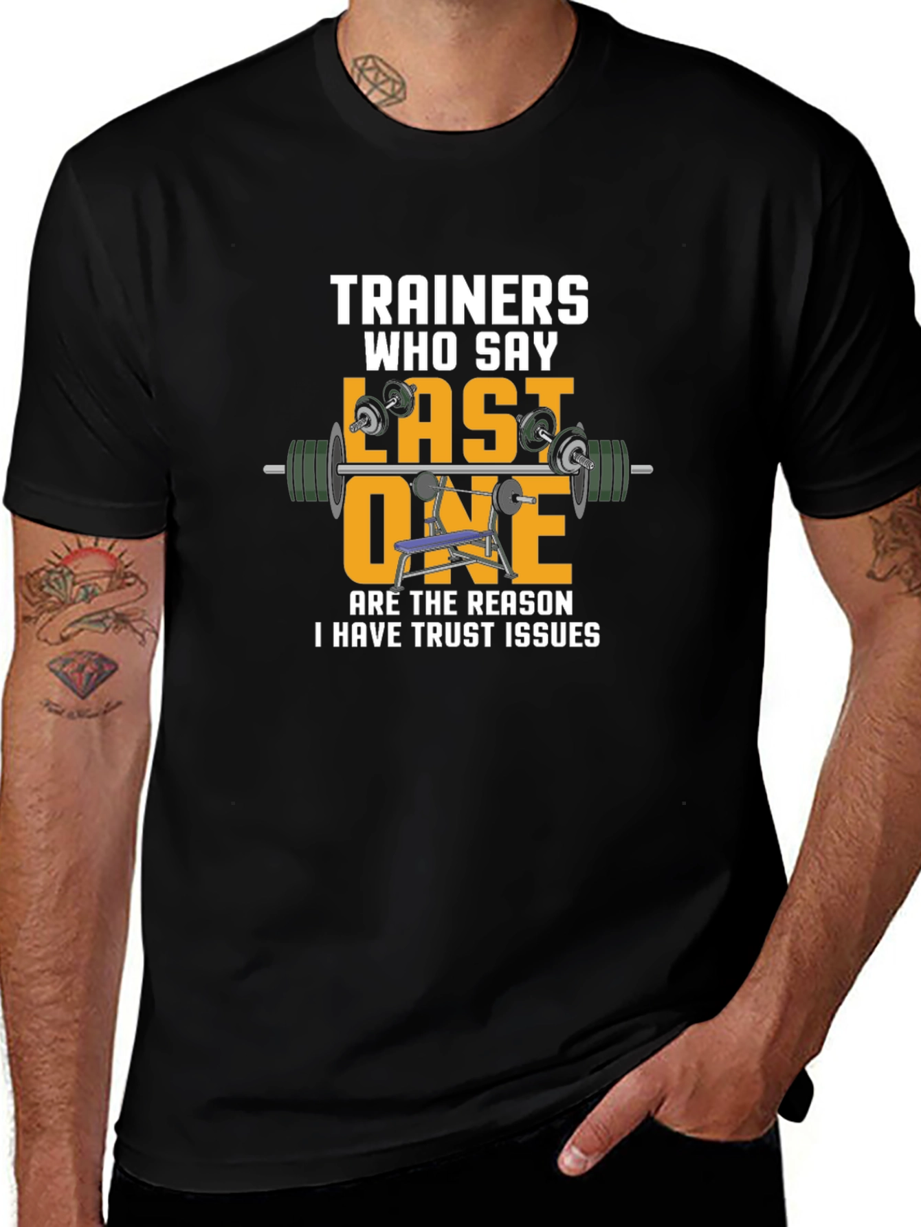 Variant 6 of Trainers Last One Funny Gym Workout Black T-Shirt