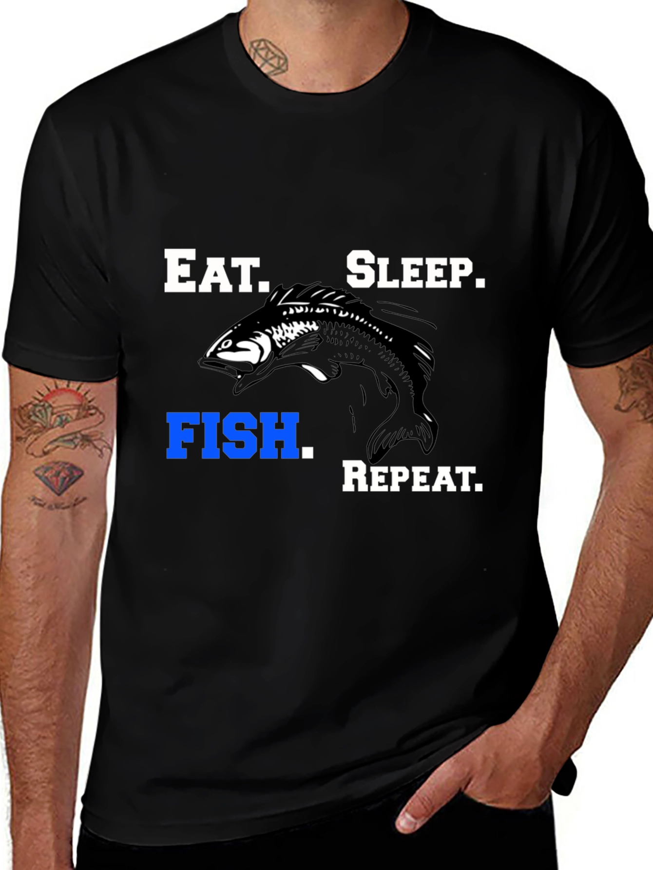 Variant 19 of Eat Sleep Fish Repeat Graphic Tee