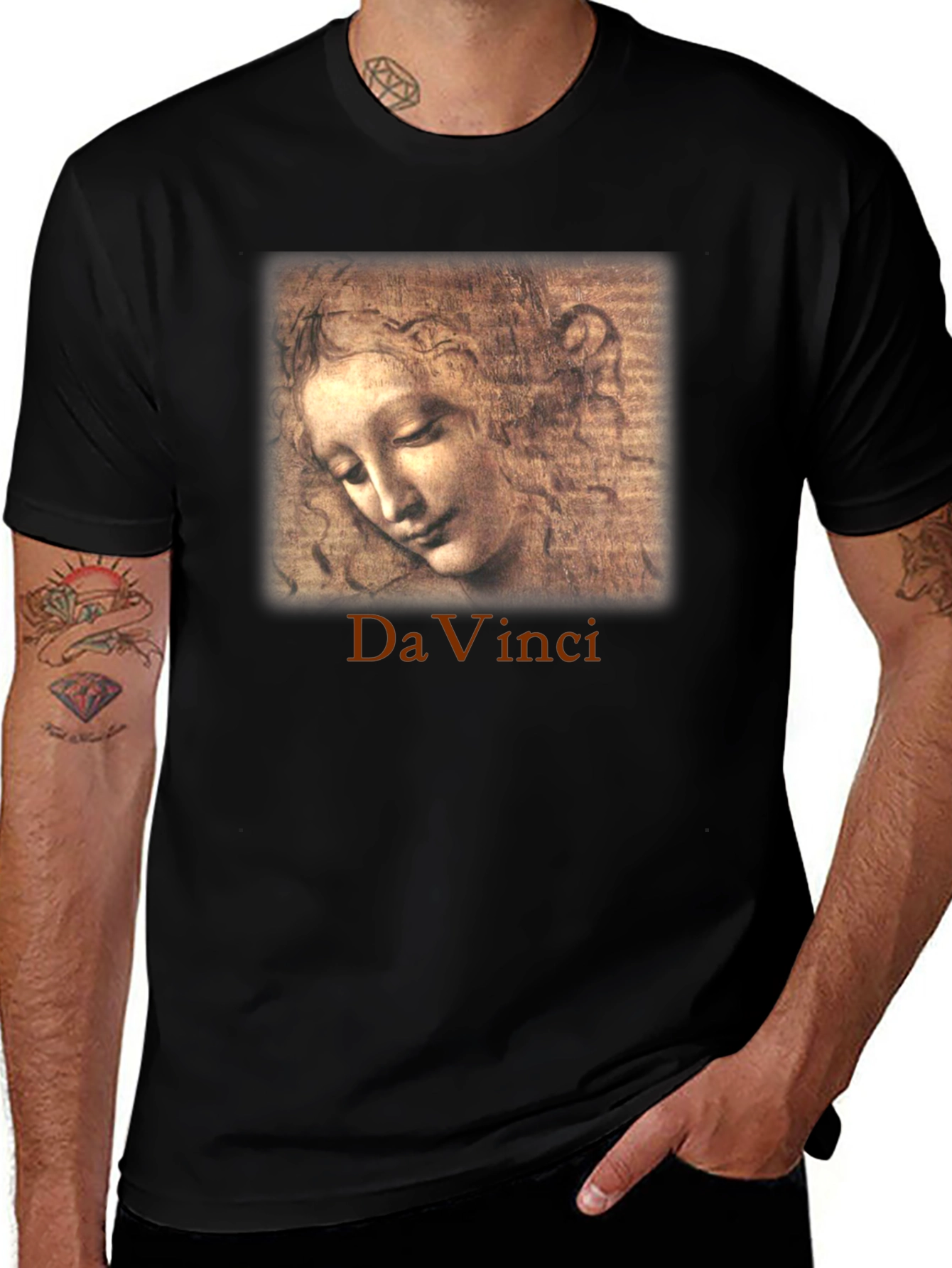 Variant 10 of Da Vinci Sketch Portrait Graphic T-Shirt