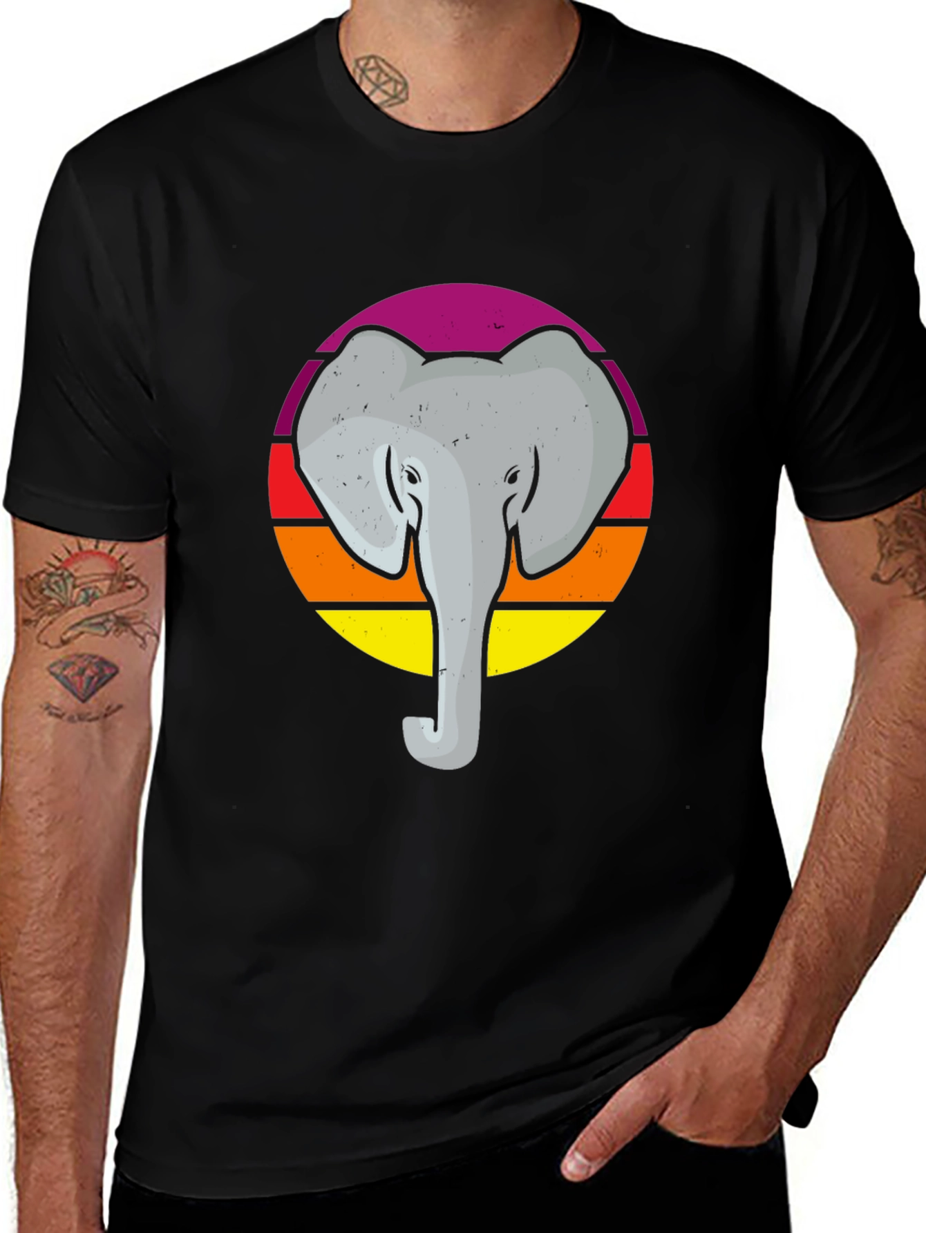 Variant 25 of Retro Elephant Graphic Tee -  Vintage Style