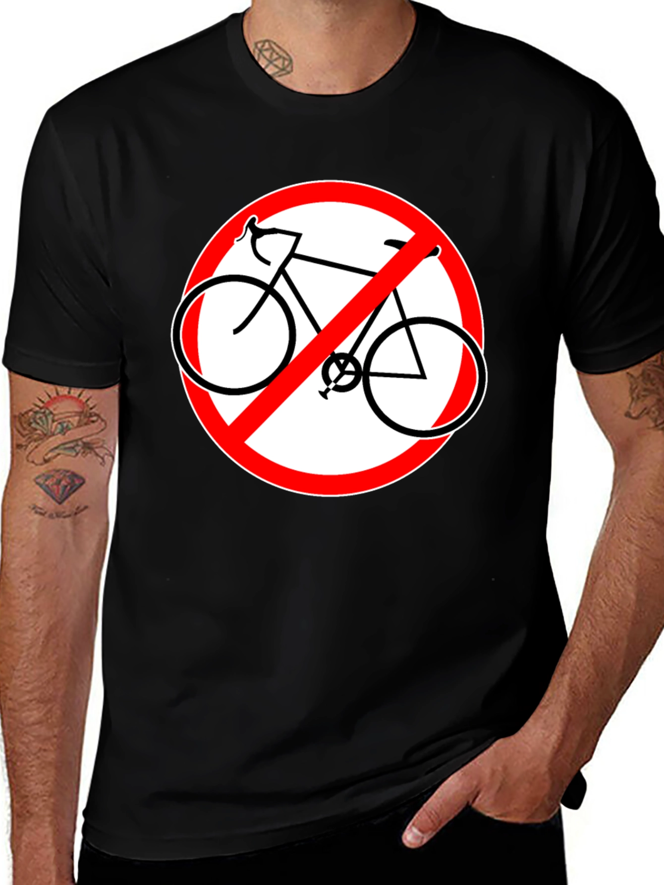 Black No Bicycles Allowed Graphic Black T-Shirt main image