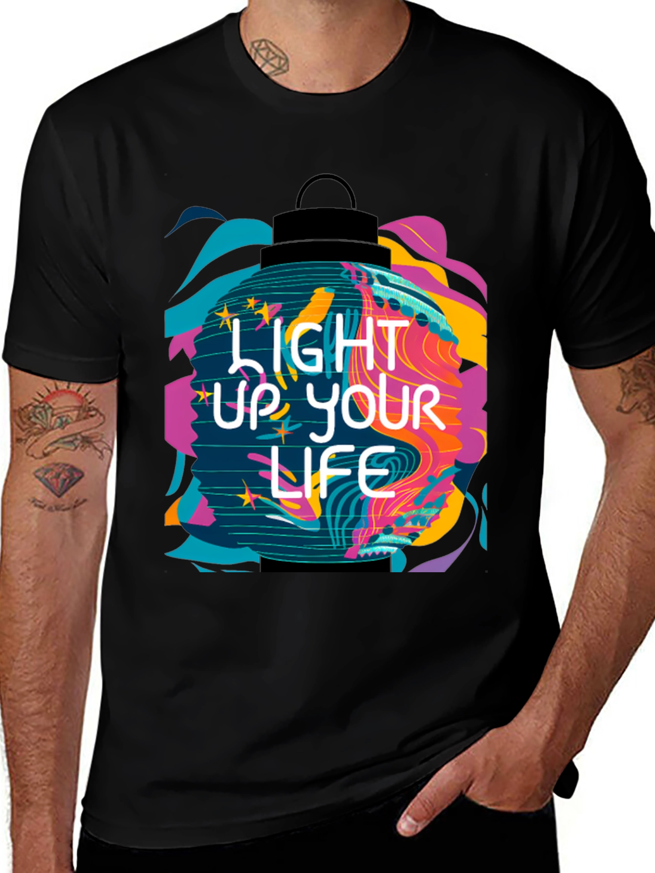 Variant 14 of Light Up Your Life Graphic Tee - Black T-Shirt