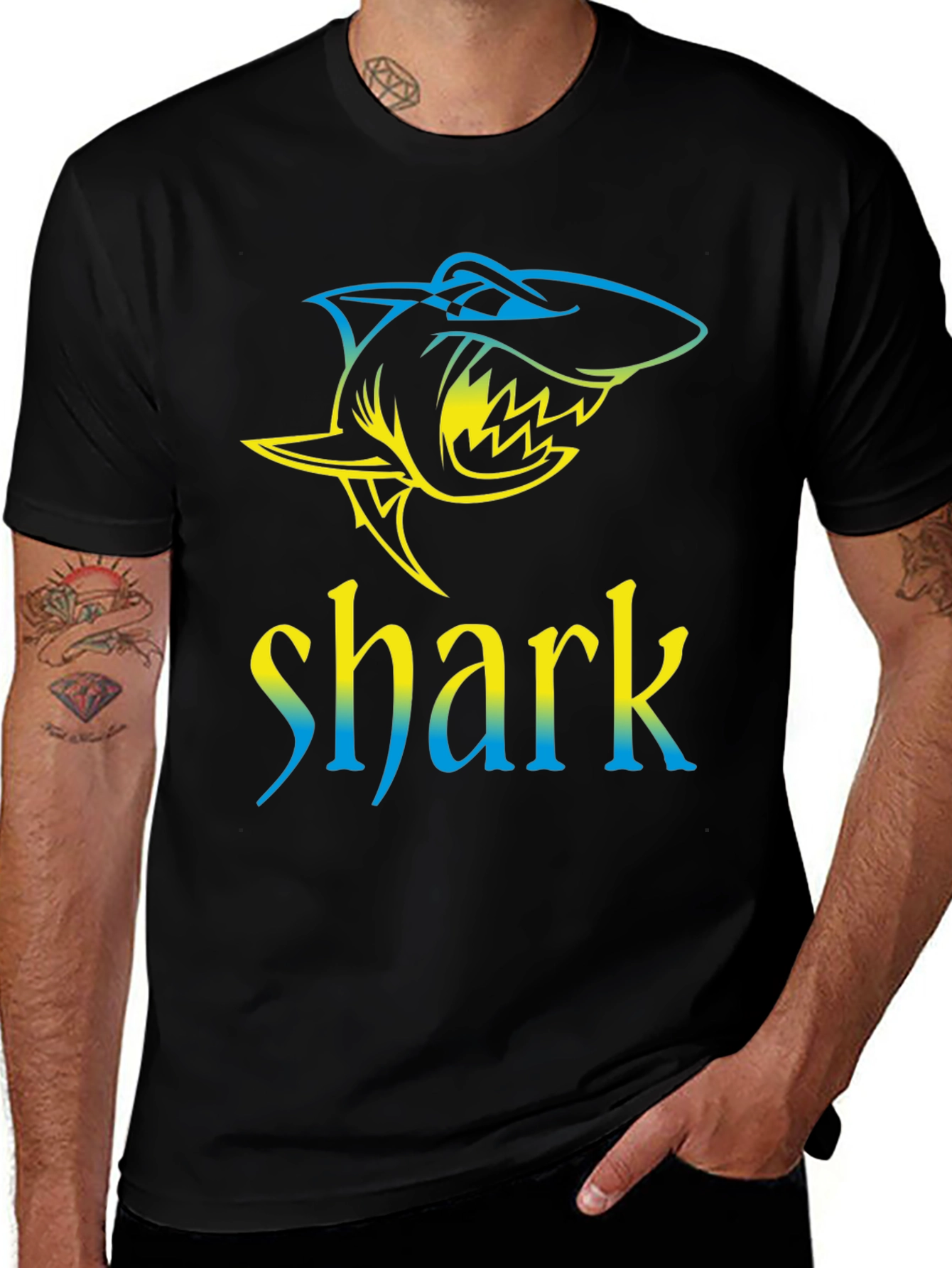 Variant 30 of Shark Graphic Print T-Shirt - Short Sleeve Crew Neck