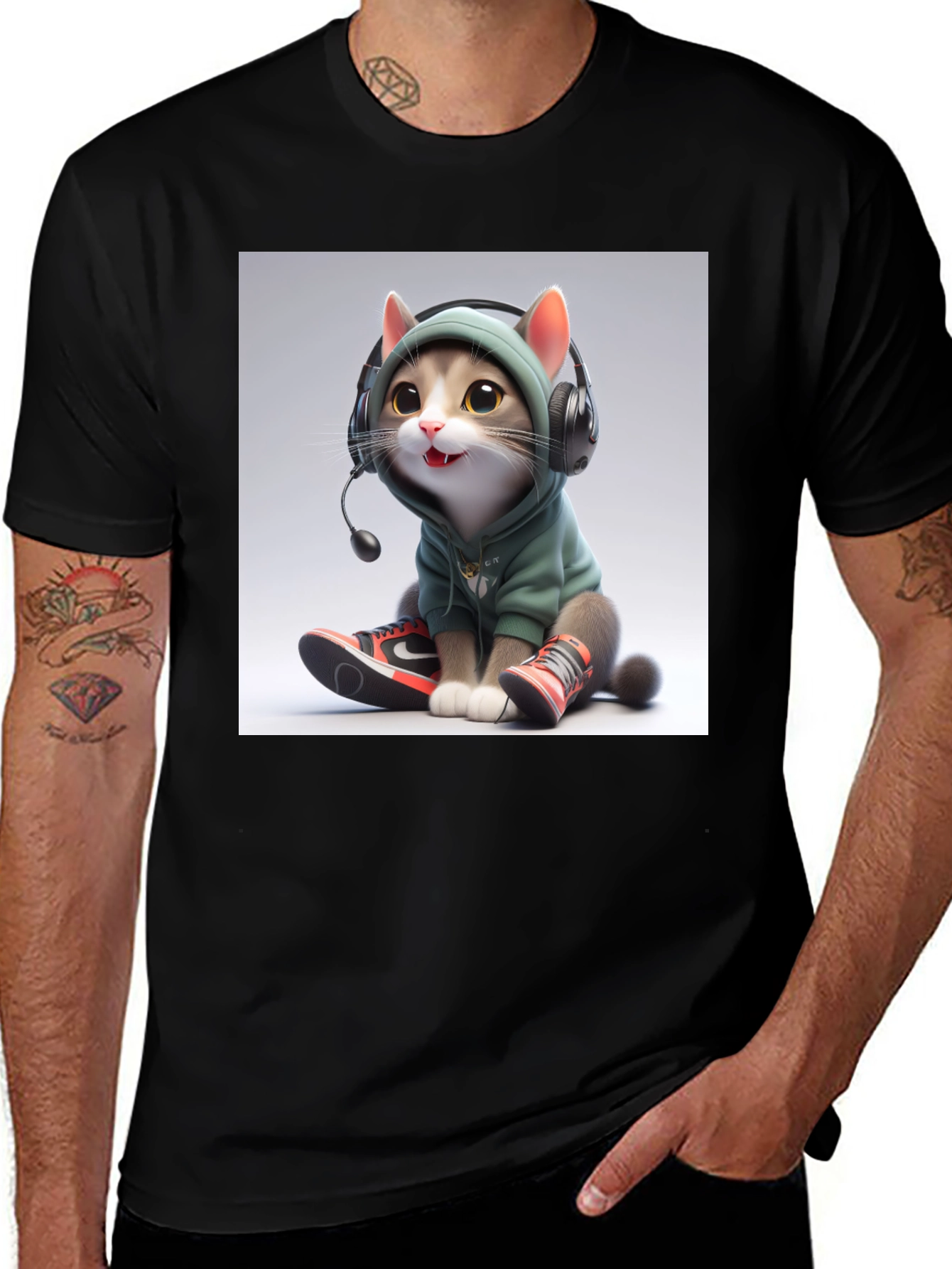 Variant 30 of Gamer Cat Graphic Tee - Cool Casual Wear