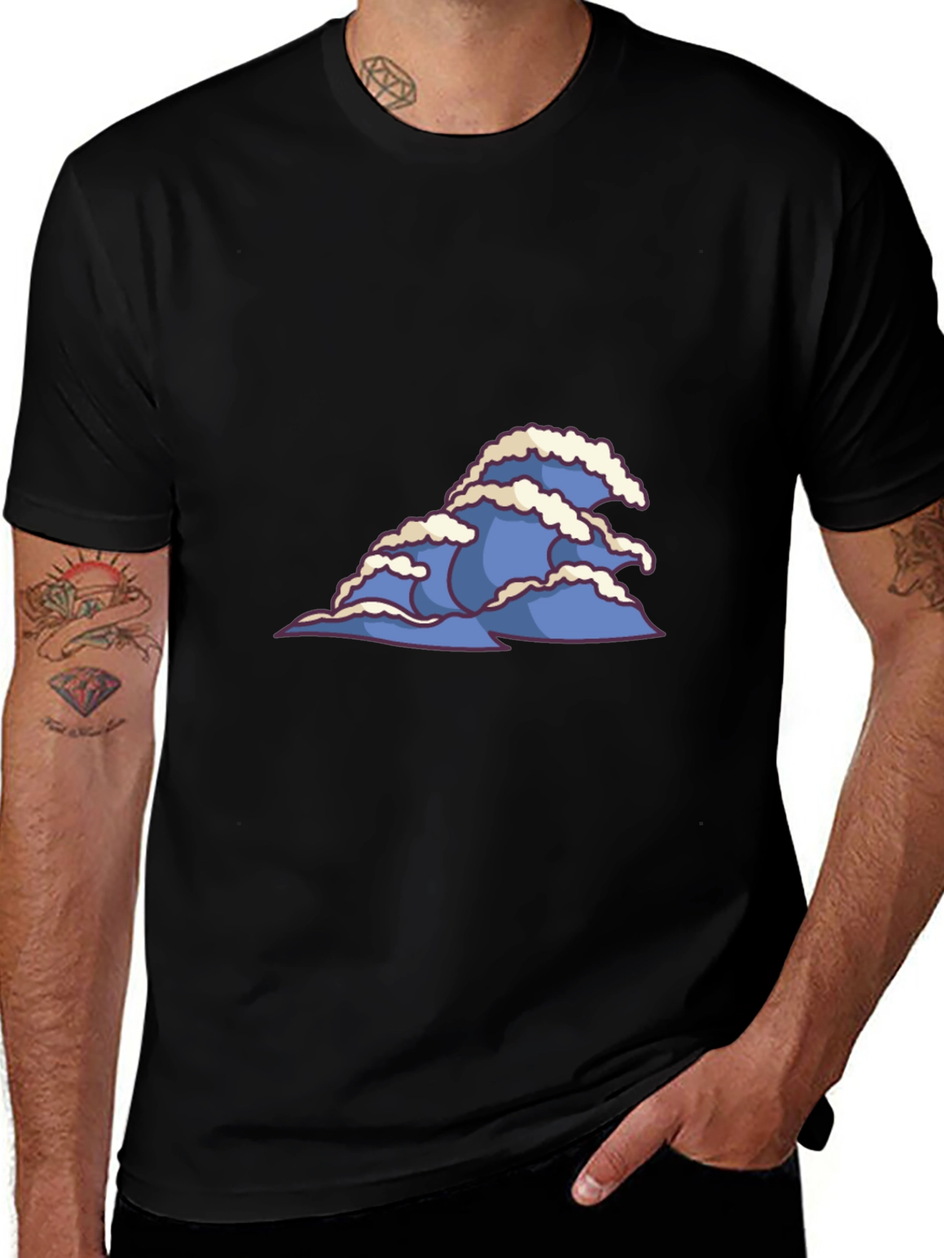 Variant 17 of Blue Wave Graphic Black T-Shirt