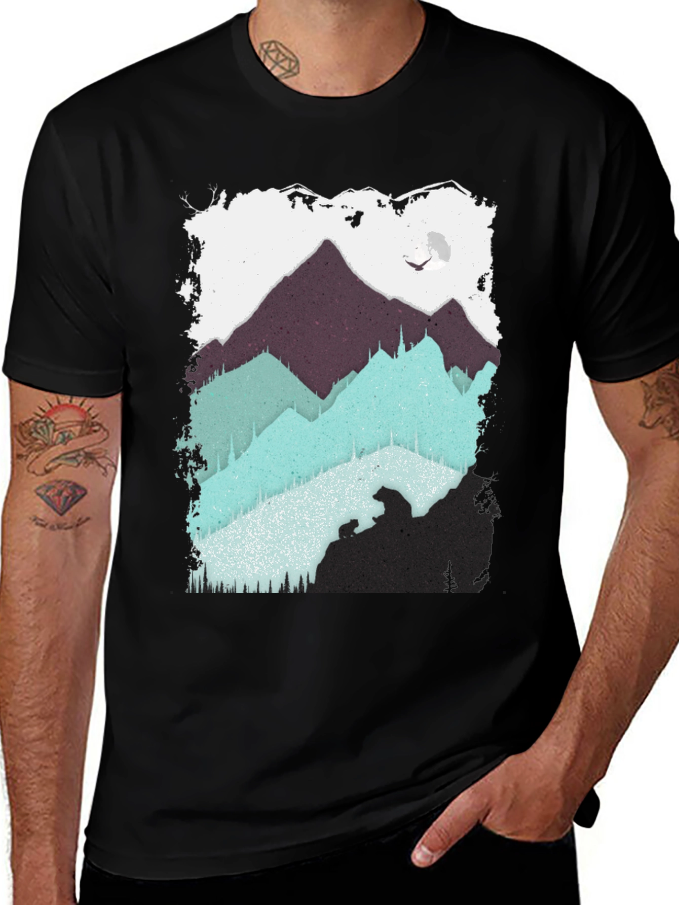 Variant 8 of Mountain Bear Graphic Tee - Black