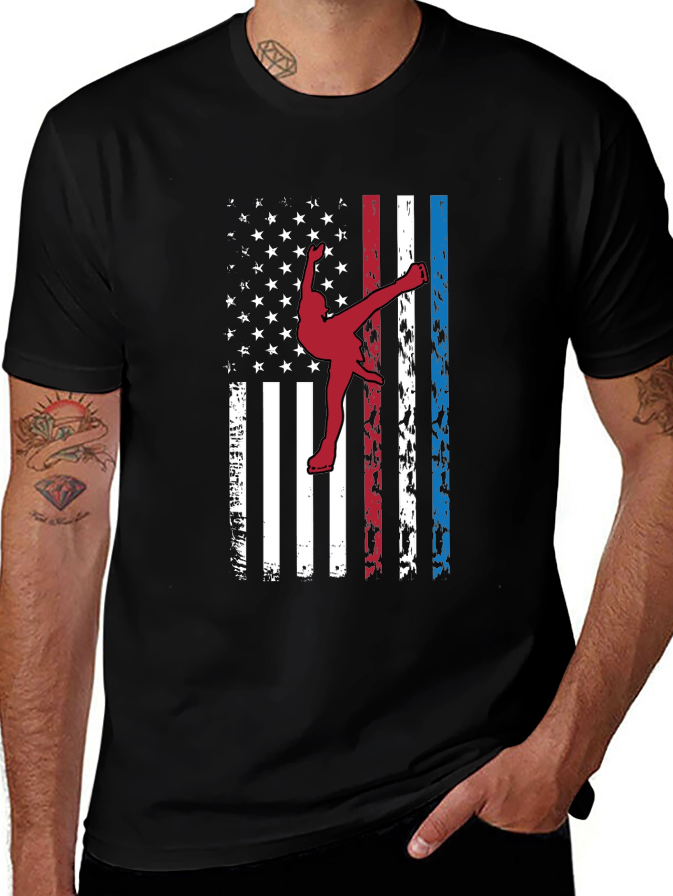 Variant 2 of American Flag Karate T-Shirt Patriotic Martial Arts Tee