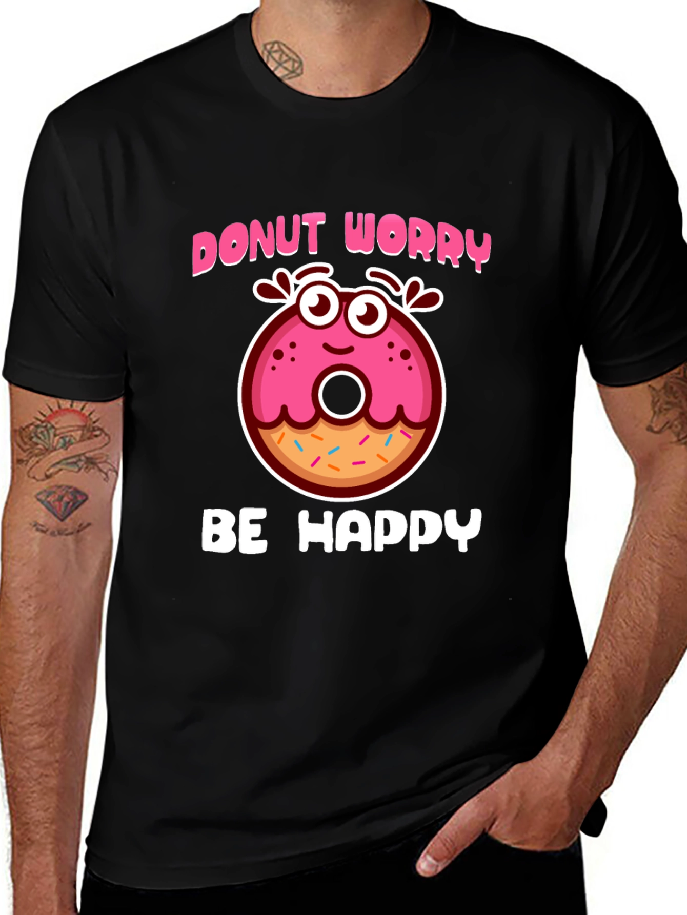 Variant 15 of Donut Worry Be Happy Graphic Tee