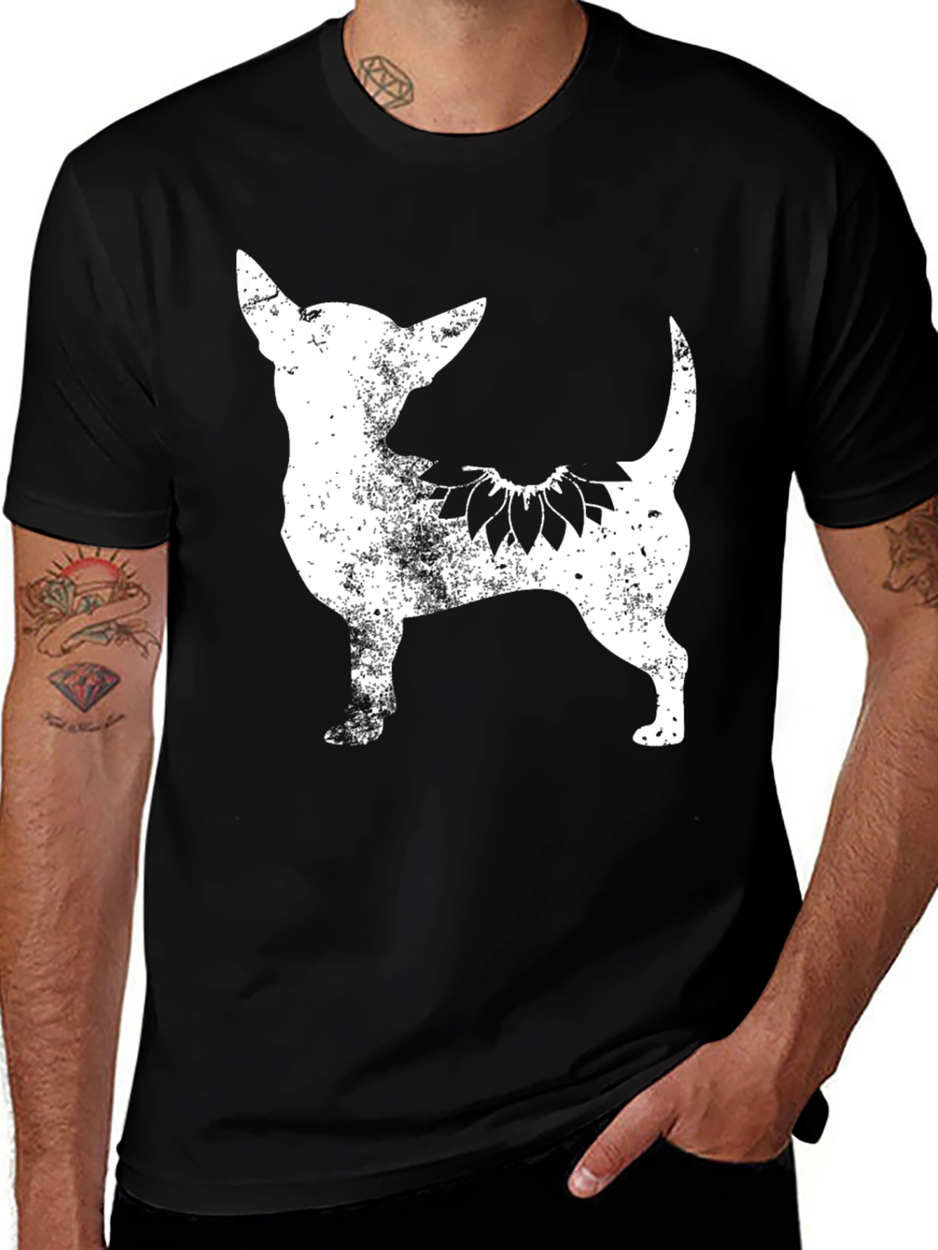 Variant 28 of Chihuahua Sunflower Black Graphic Tee