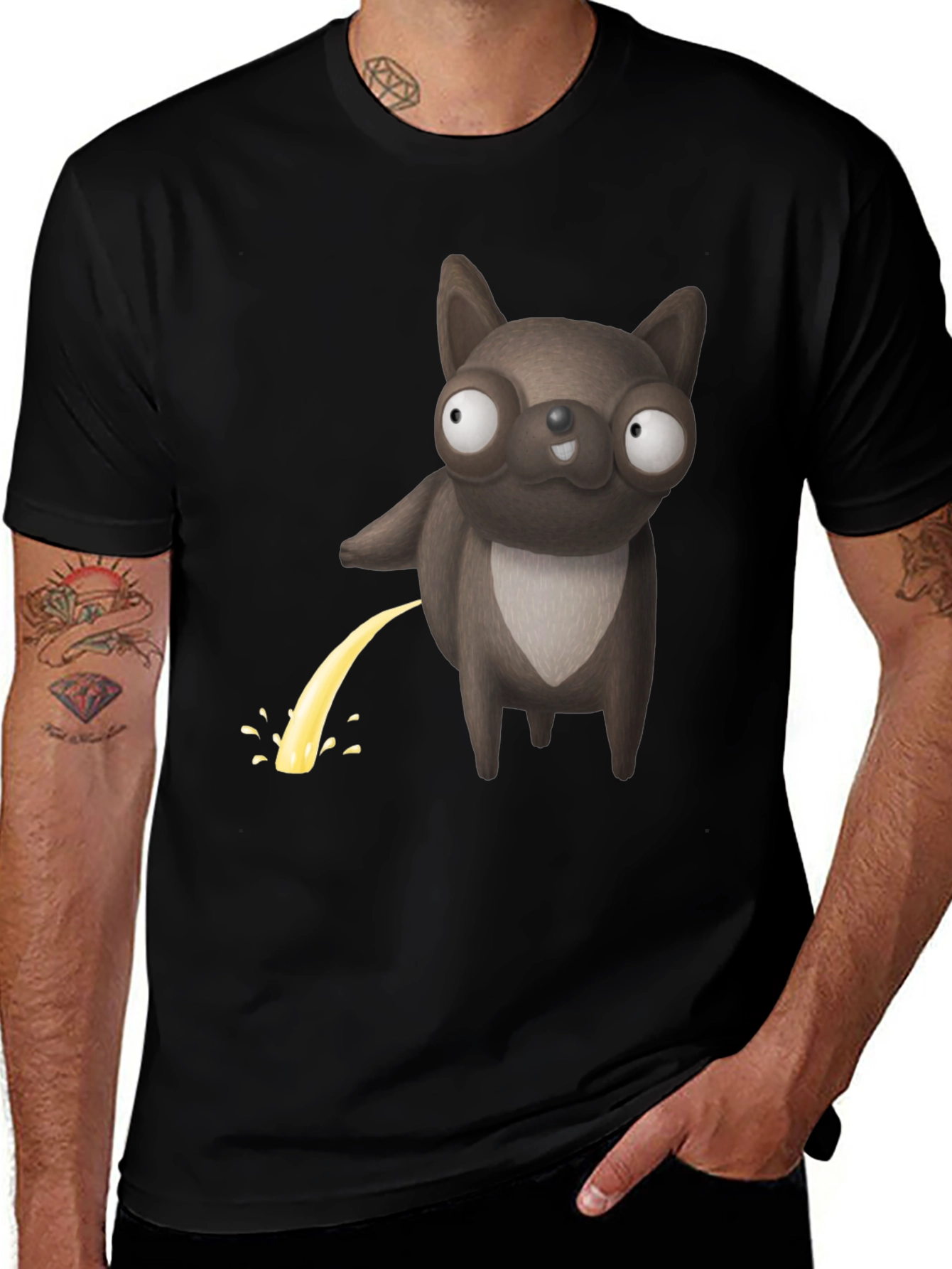 Variant 21 of Funny Pissing Dog Graphic T-Shirt