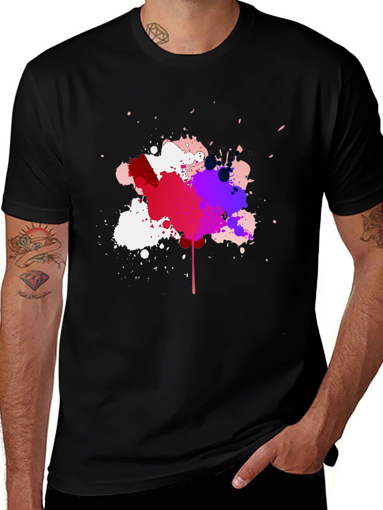 Variant 15 of Abstract Splatter T-Shirt - Men's Black Tee