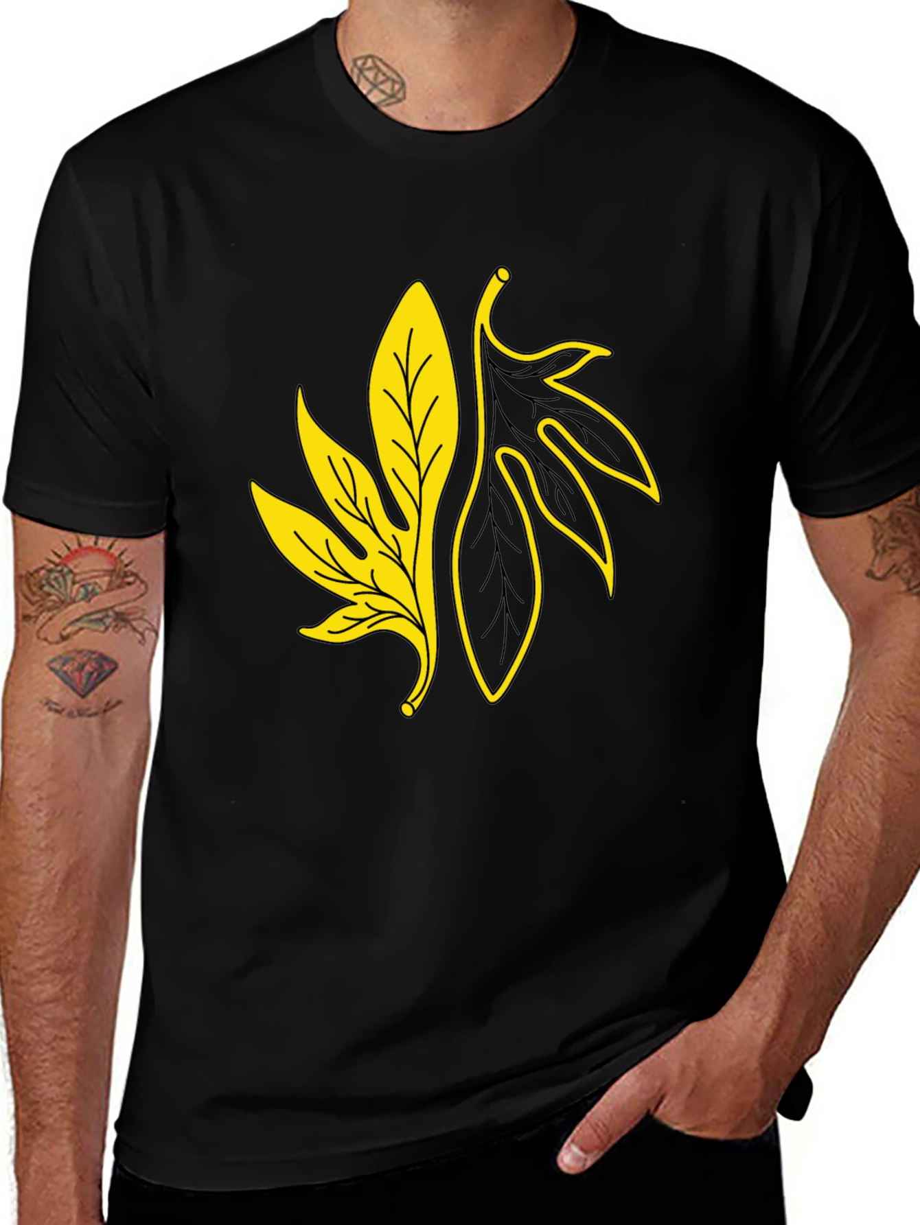 Variant 15 of Leaf Graphic Black T-Shirt