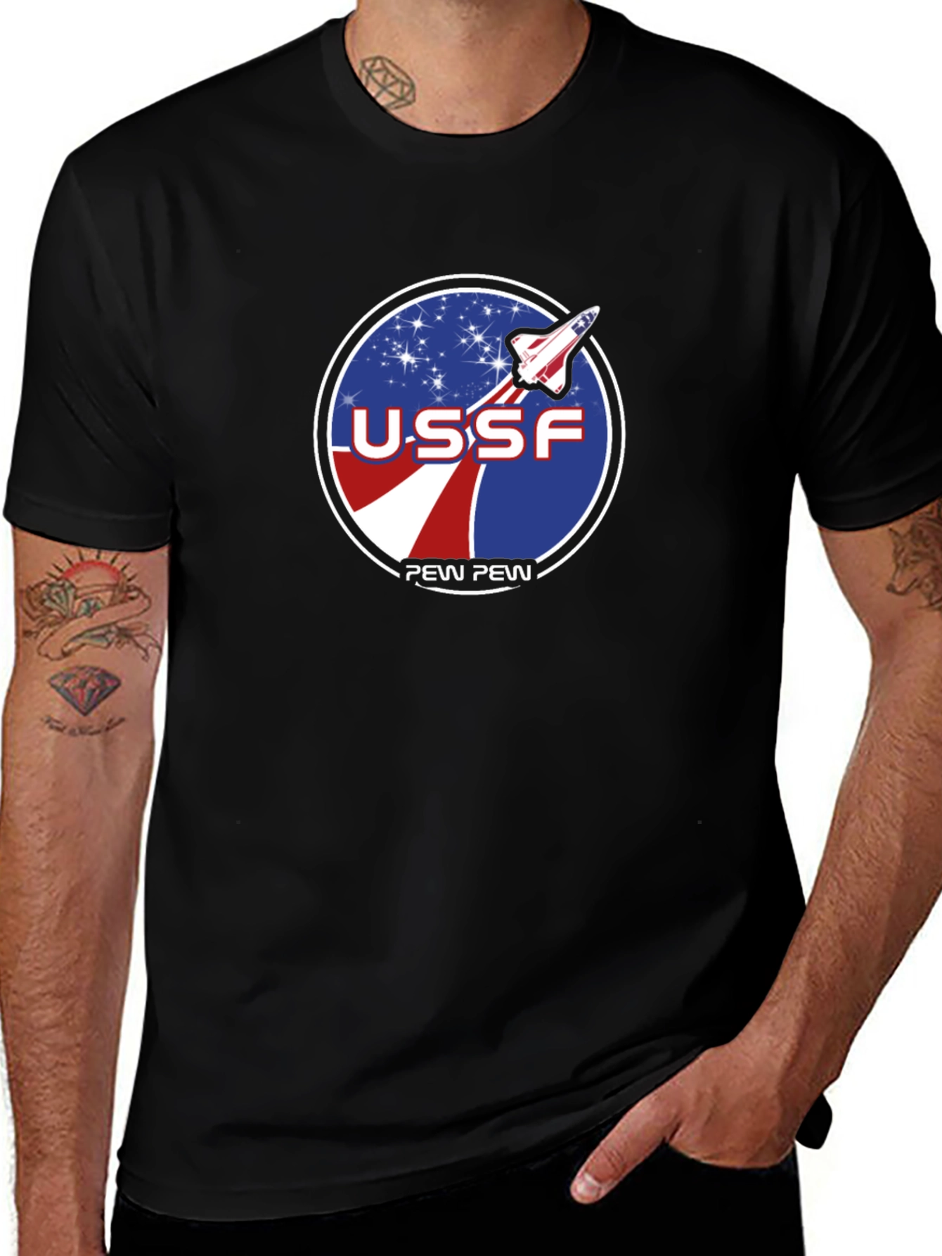 USSF Pew Pew Space Force Graphic T-Shirt