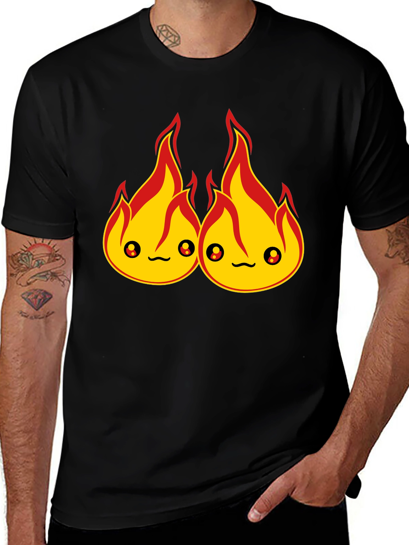 Variant 16 of Cute Fire Flames Black T-Shirt