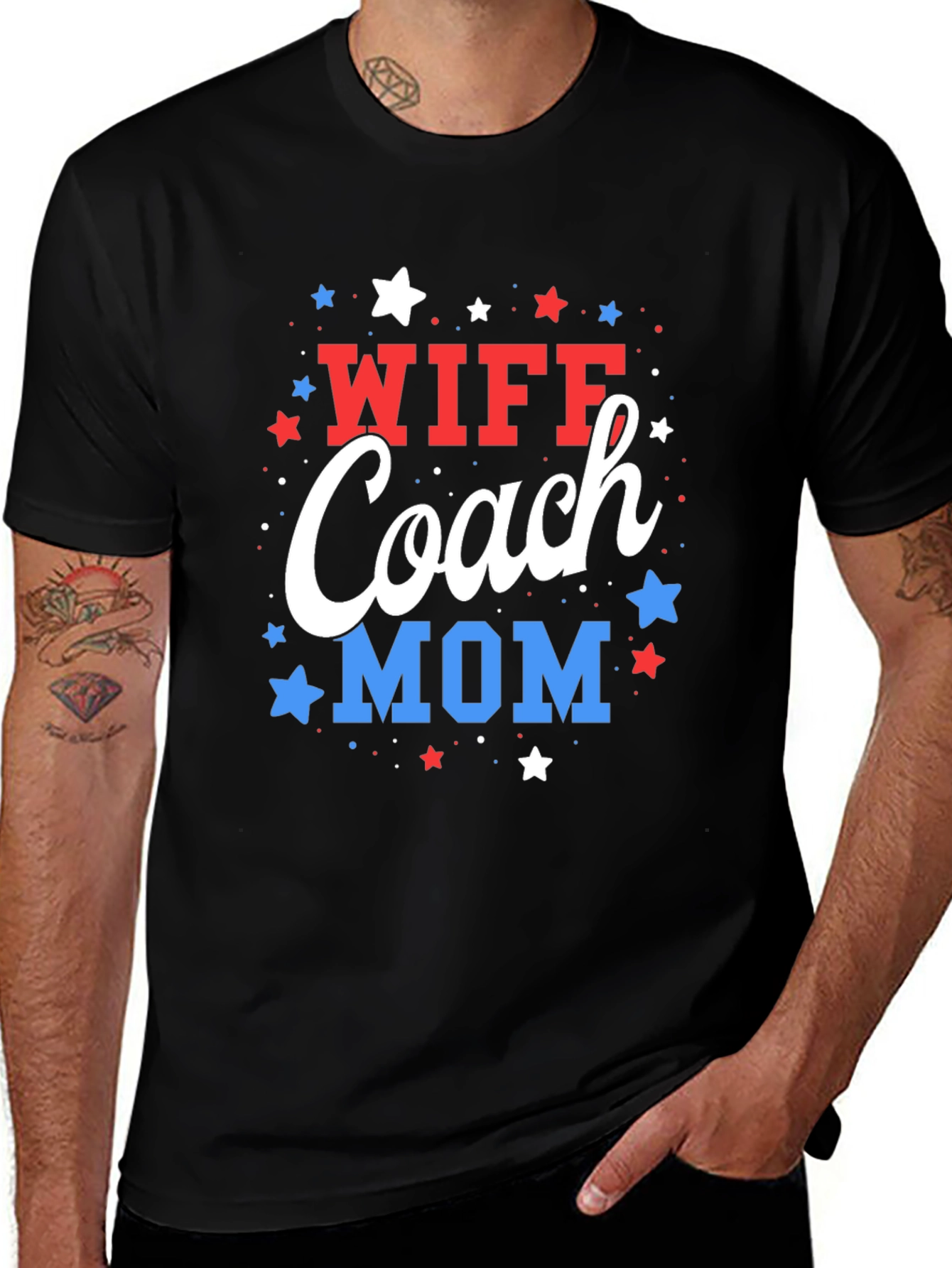 Variant 25 of Wife Coach Mom T-Shirt - Patriotic Design