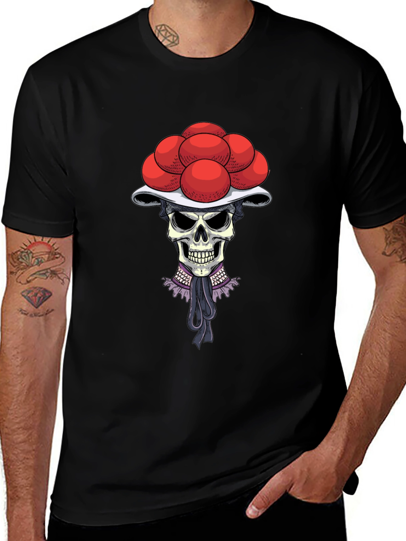 Variant 22 of Skull with Red Ball Hat Graphic Tee