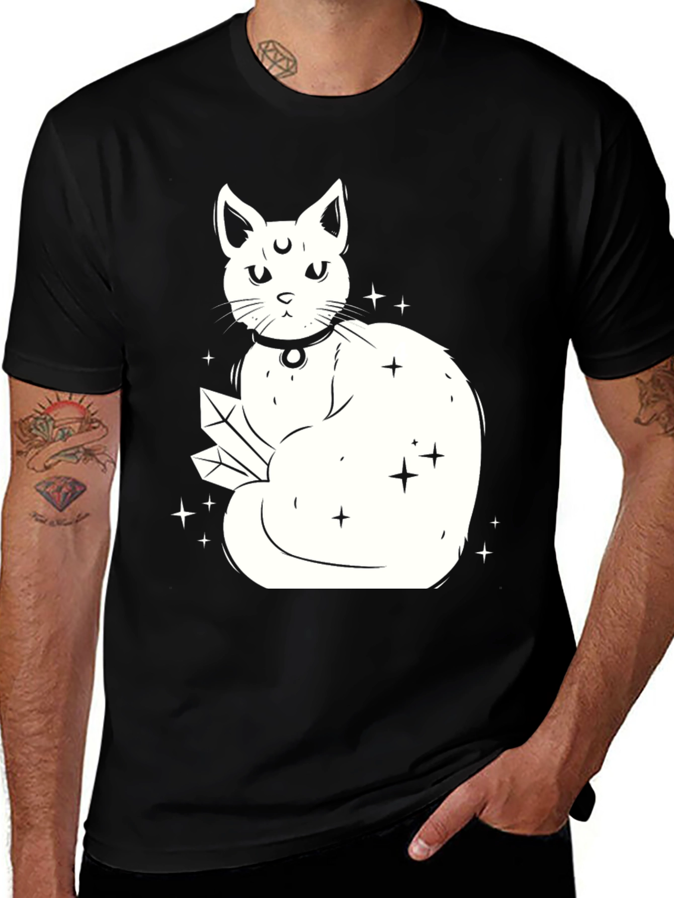 Mystic Cat T-Shirt - Black Graphic Tee