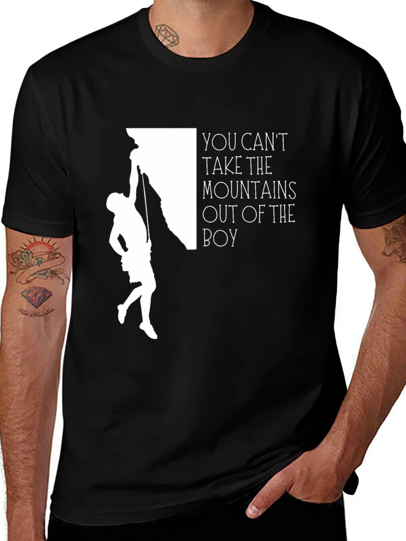 Variant 17 of Rock Climber T-Shirt - You Can't Take the Mountains Out of the Boy