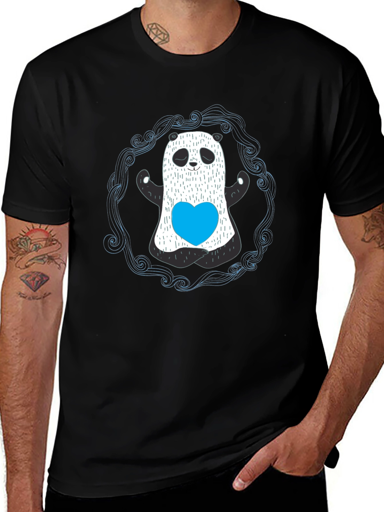 Variant 12 of Panda Ghost Graphic Black T-Shirt
