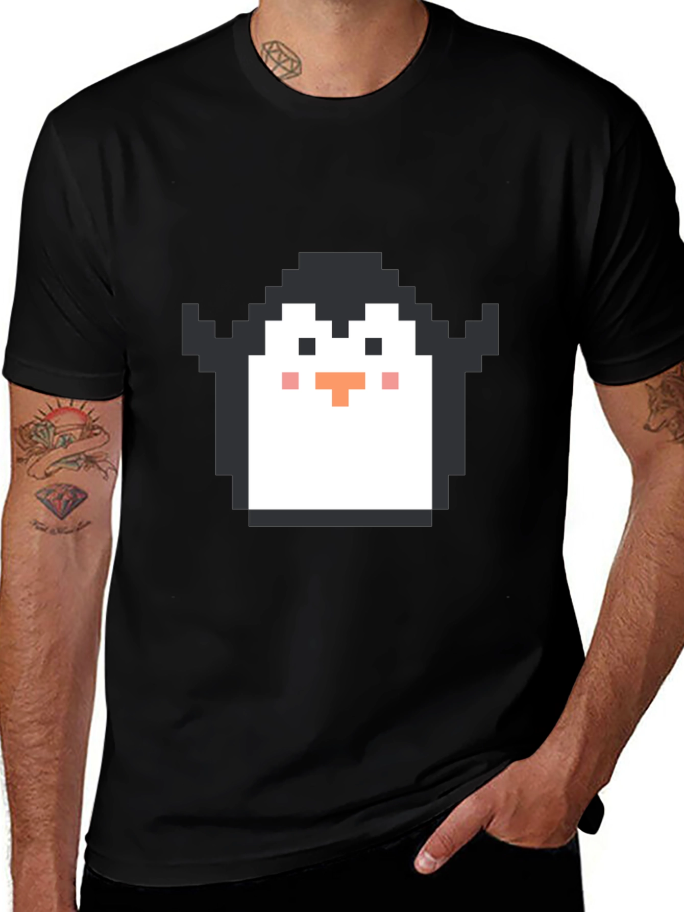 Variant 5 of Pixel Penguin Graphic T-Shirt - Black