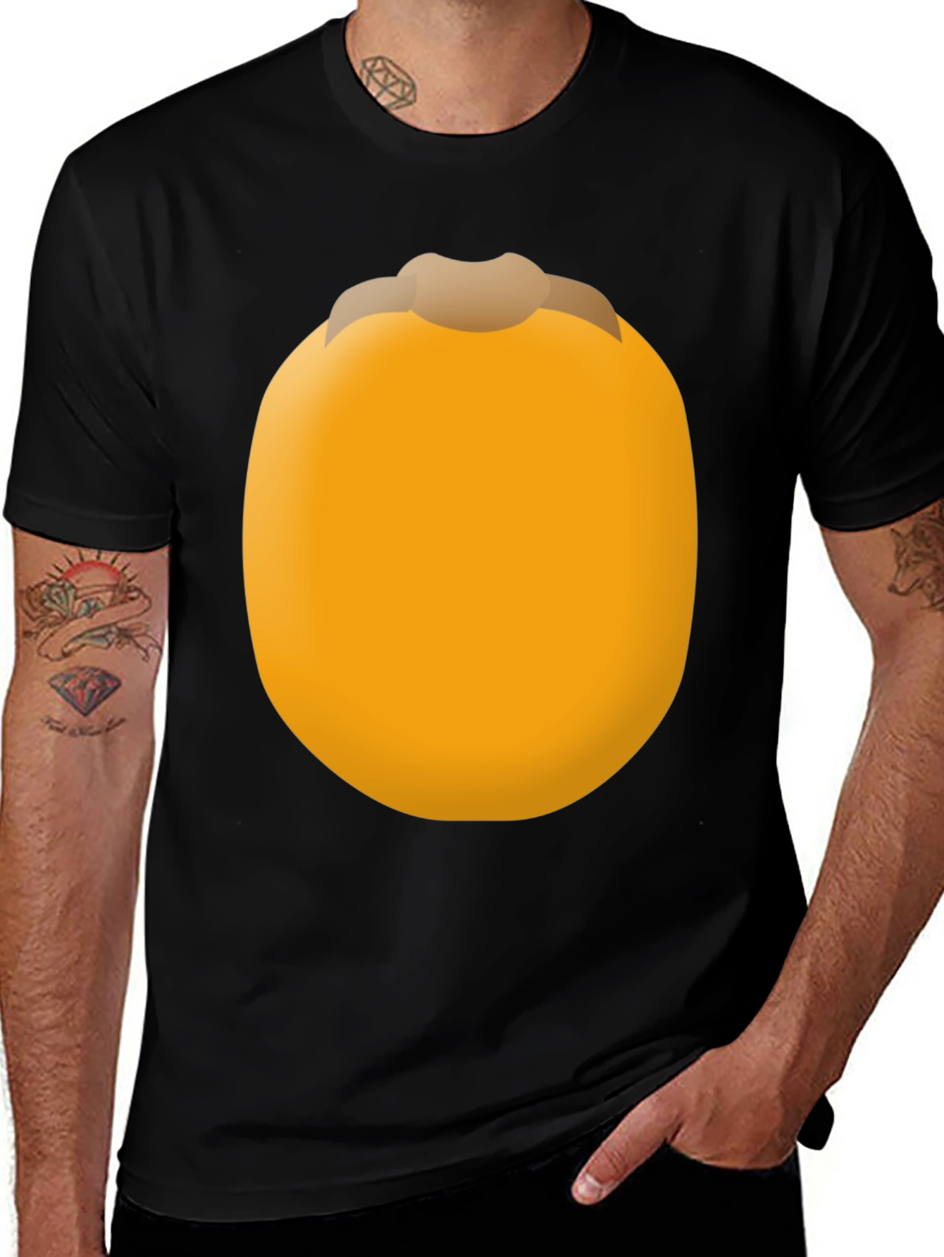 Variant 19 of Funny Persimmon Fruit Graphic Tee - Unisex Black T-Shirt