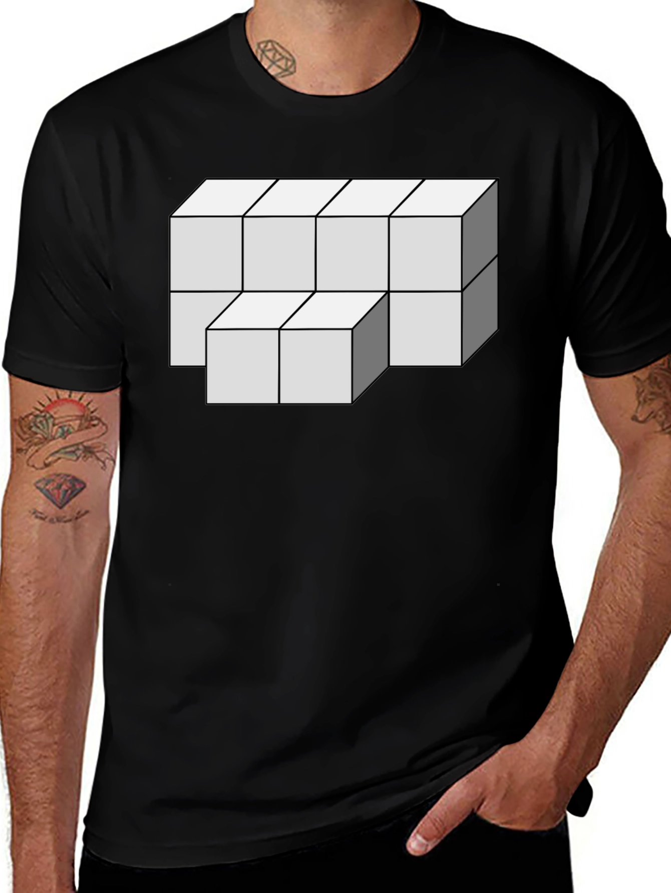 Variant 6 of Optical Illusion Cube Graphic Tee
