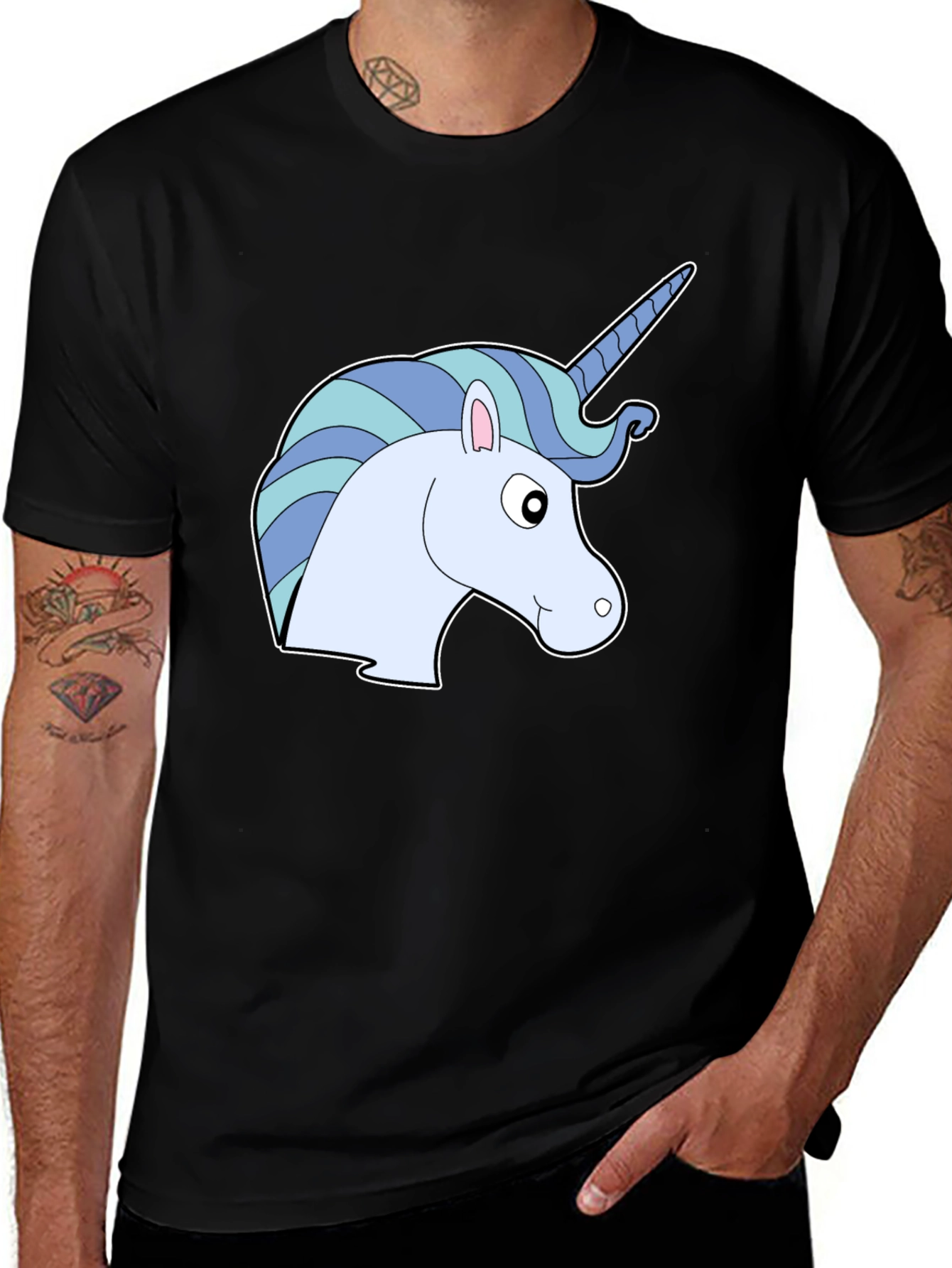 Variant 27 of Unicorn Graphic Tee - Men's Black T-Shirt