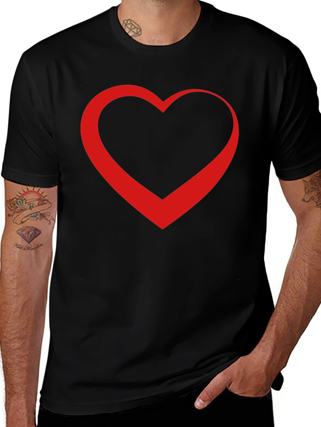 Variant 22 of Bold Red Heart Graphic Black T-Shirt