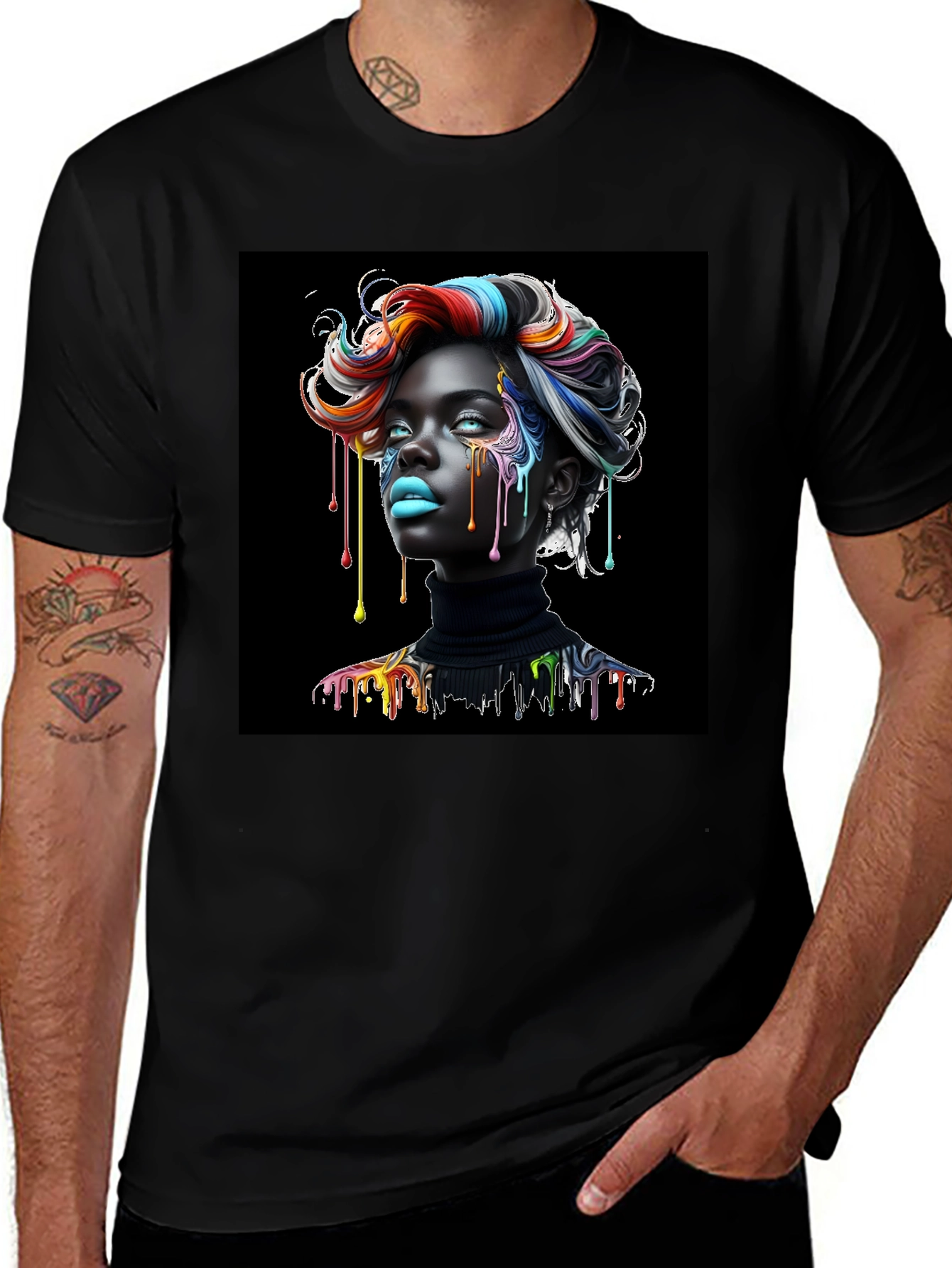 Variant 9 of Artistic Woman Graphic Black T-Shirt