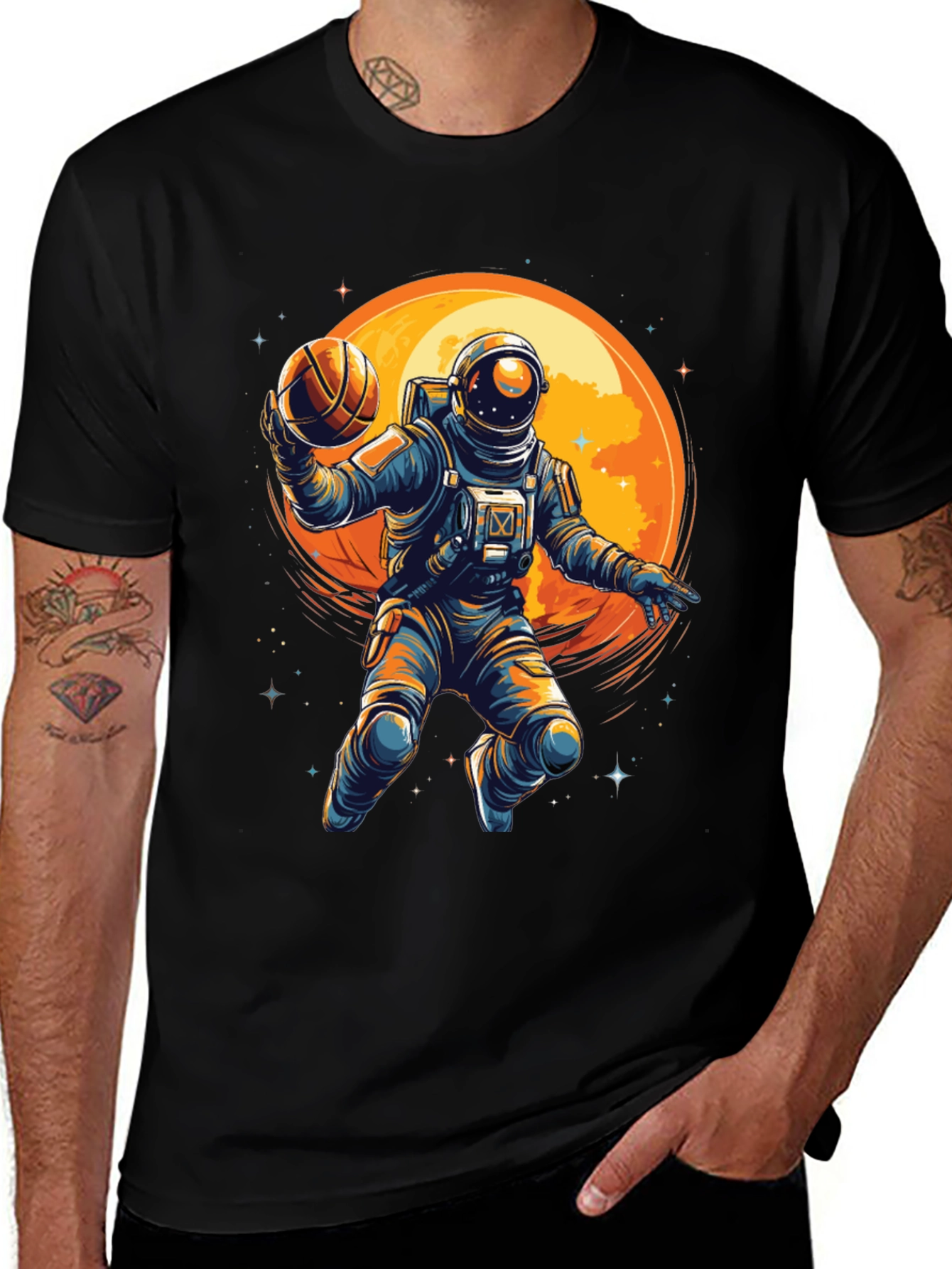 Variant 12 of Astronaut Basketball Graphic T-Shirt