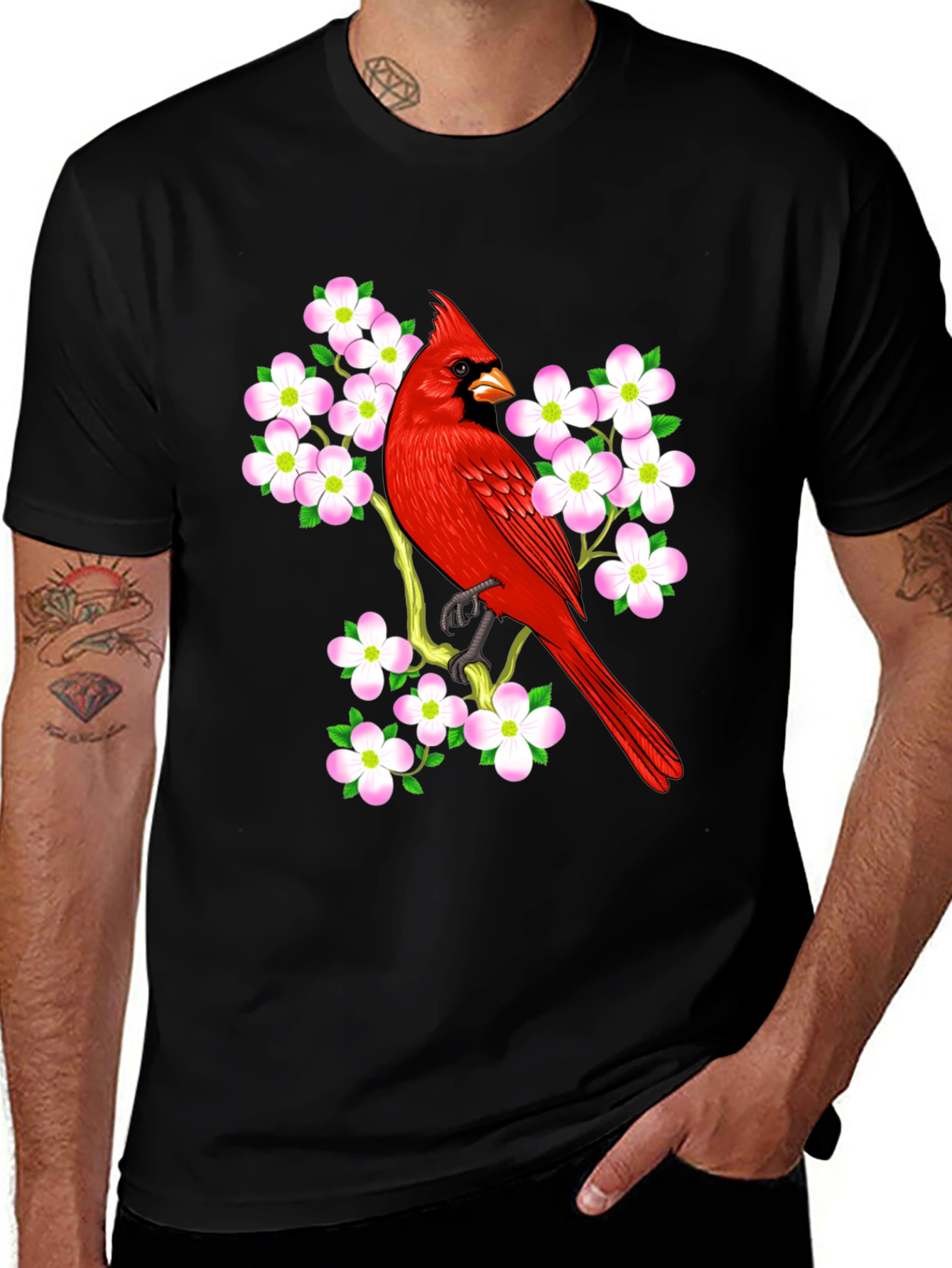 Variant 30 of Cardinal Bird & Dogwood Flowers Graphic T-Shirt