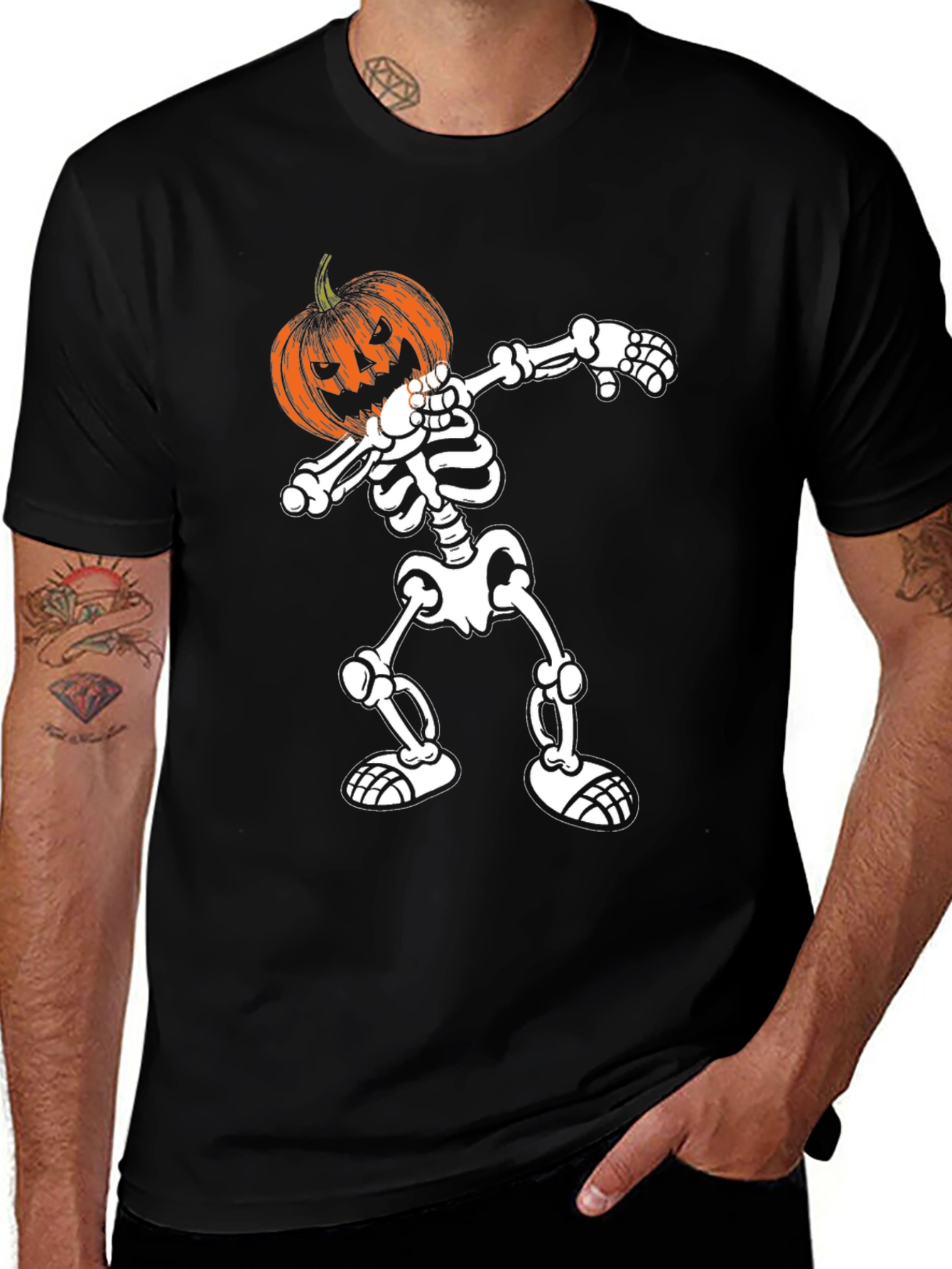 Variant 23 of Dabbing Skeleton Pumpkin Head T-Shirt