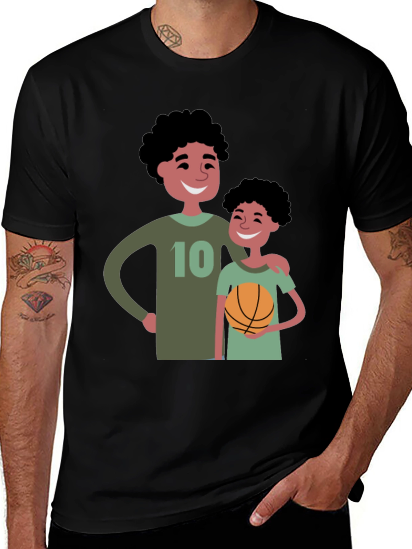 Variant 6 of Dad & Son Basketball T-Shirt - Black Cotton Tee