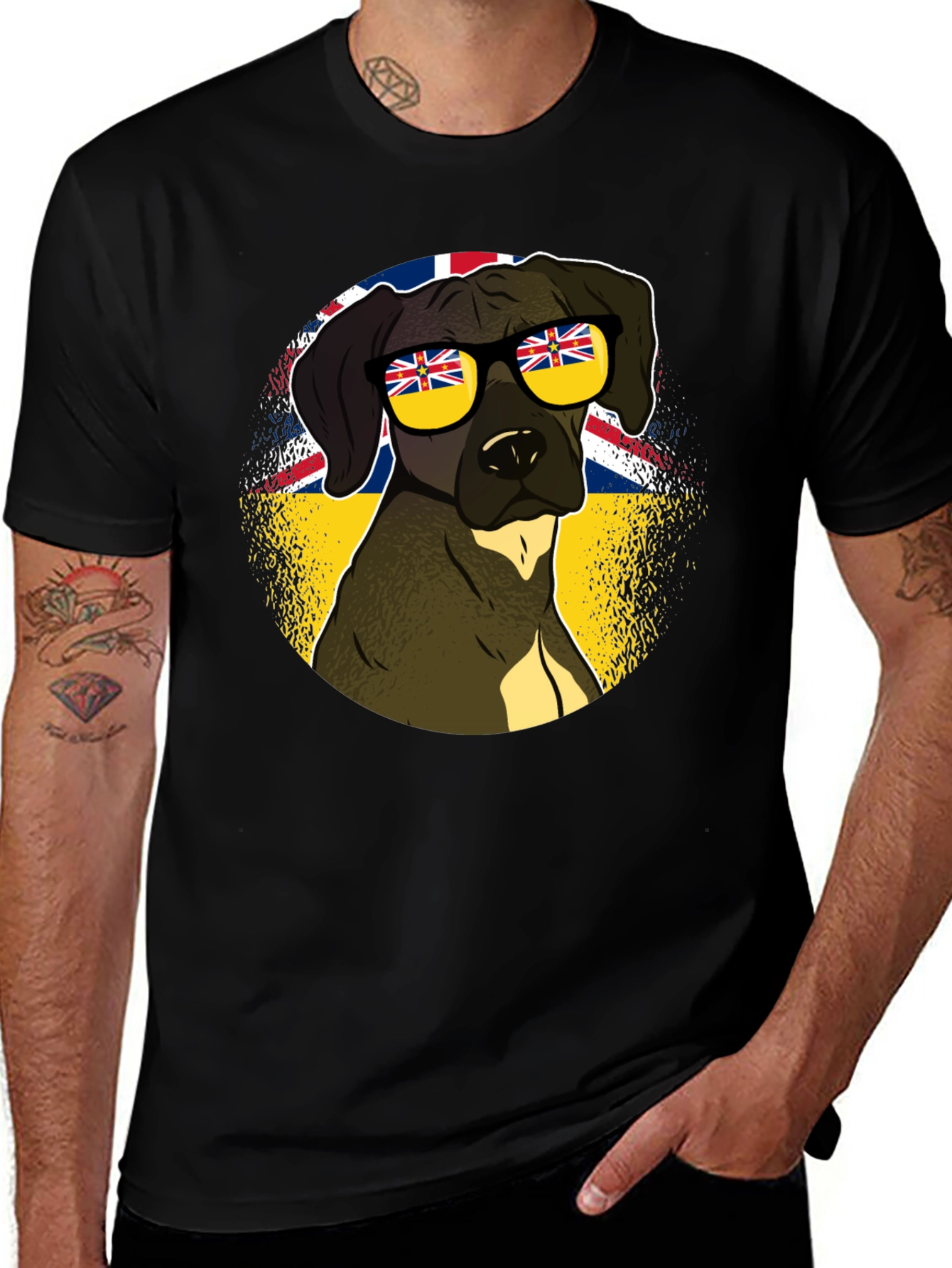 Cool Dog UK Flag Sunglasses T-Shirt