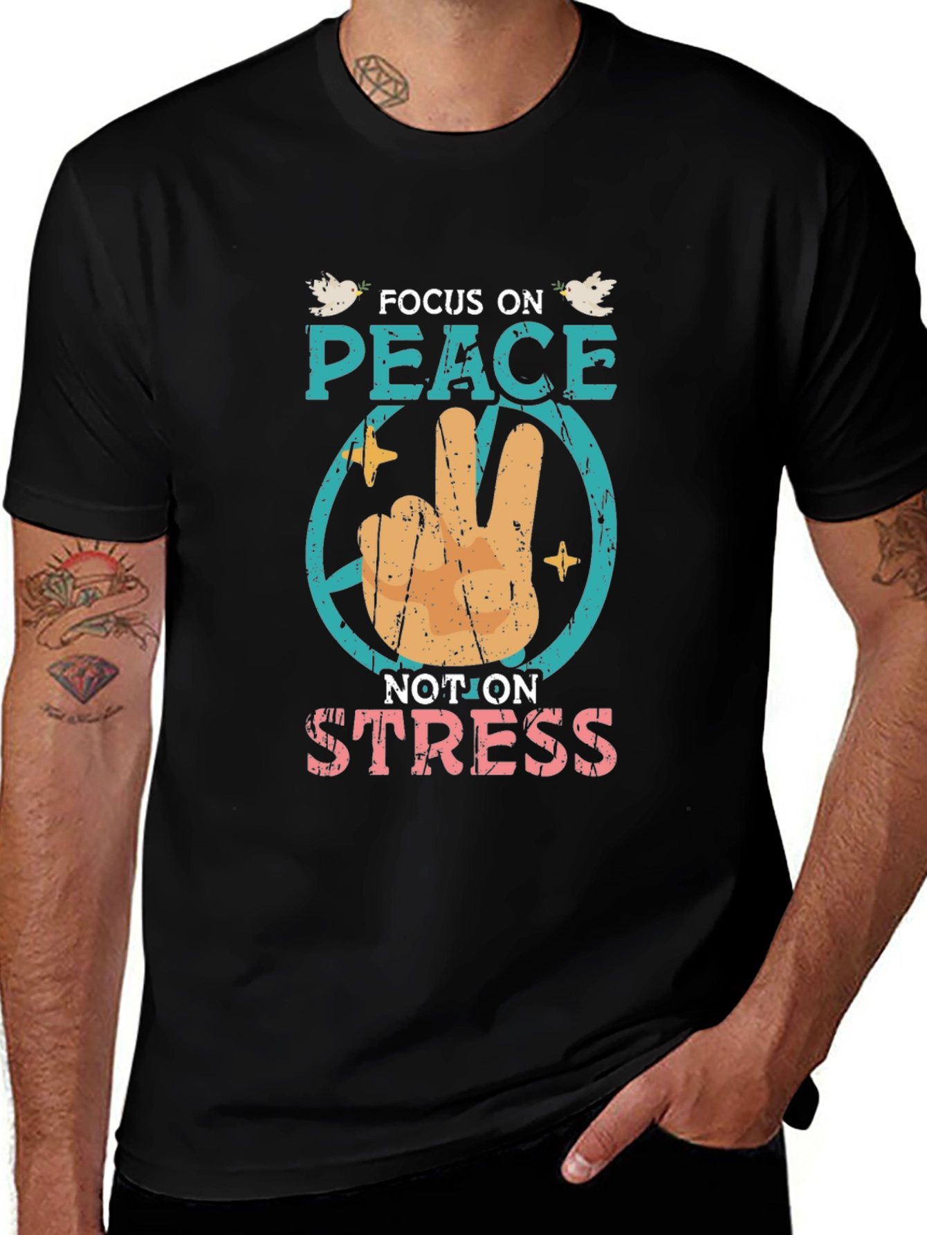 Variant 10 of Peace Over Stress T-Shirt - Positive Vibes Apparel